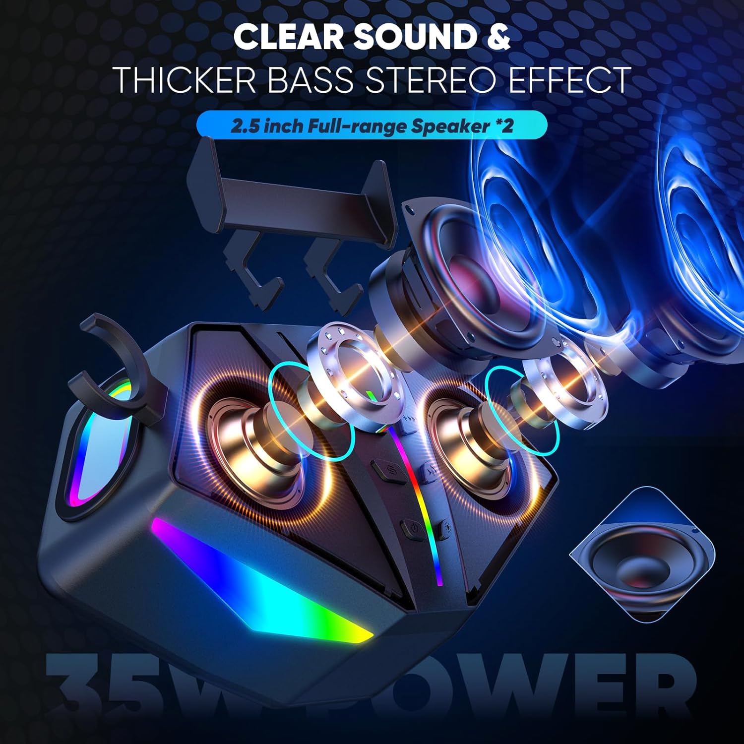 Karaoke Machine, Real 35W Portable Speaker,8H Long Time, 2 Rechargeable Wireless Microphones,LED,Karaoke Machine for Adults & Kids,BT/FM/USB/TF/AUX,for Home Party/Outdoors(CHJ161-Black)