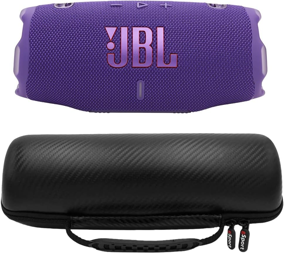 JBL Charge 6 Waterproof Portable Speaker Bundle with gSport Carbon Fiber Case (Purple)
