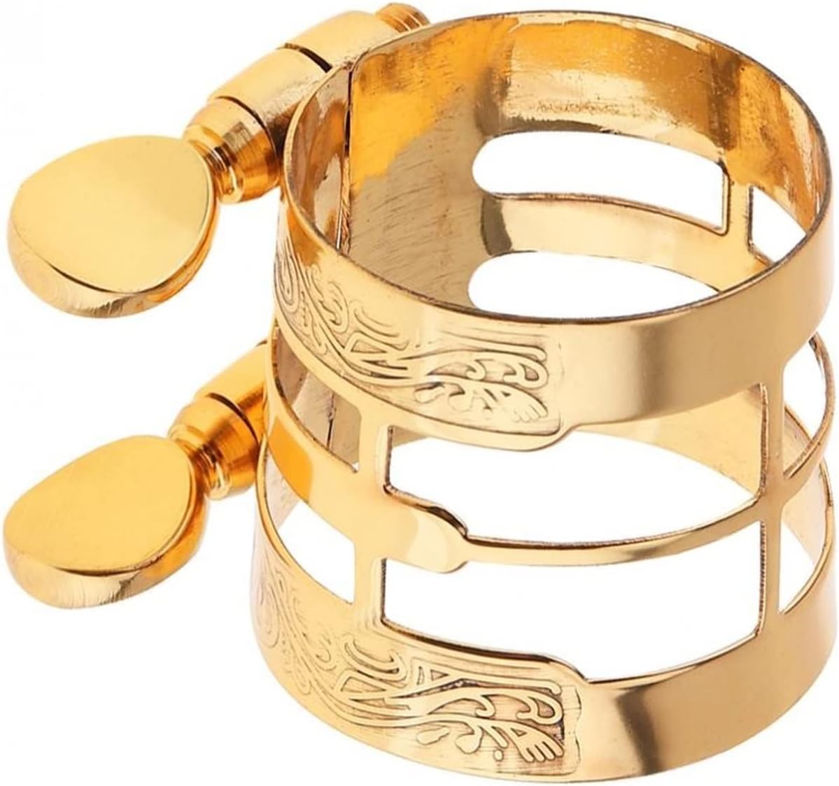 Saxophone Parts Alto Saxophone Mouthpiece Carved Flower Gold Plated Ligature Brass Cap Bakelite Sax Mouth (Color : Silver)