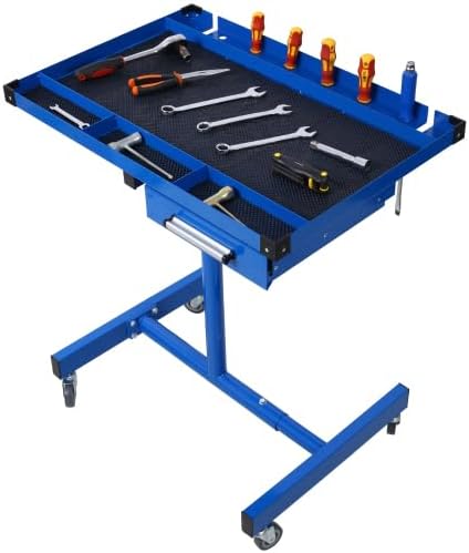 Adjustable Tear Down Work Table with Drawer for Garages, Repair Shops, and DIY, Portable, (4) 2.5