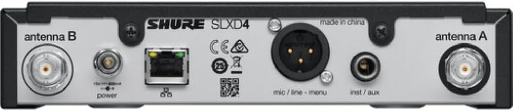 Shure SLXD14 Digital Wireless System for Guitar and Bass - Includes SLXD1 Bodypack Transmitter with WA305 Instrument Cable & SLXD4 Single Channel Rack Mount Receiver | G58 Band (SLXD14-G58)