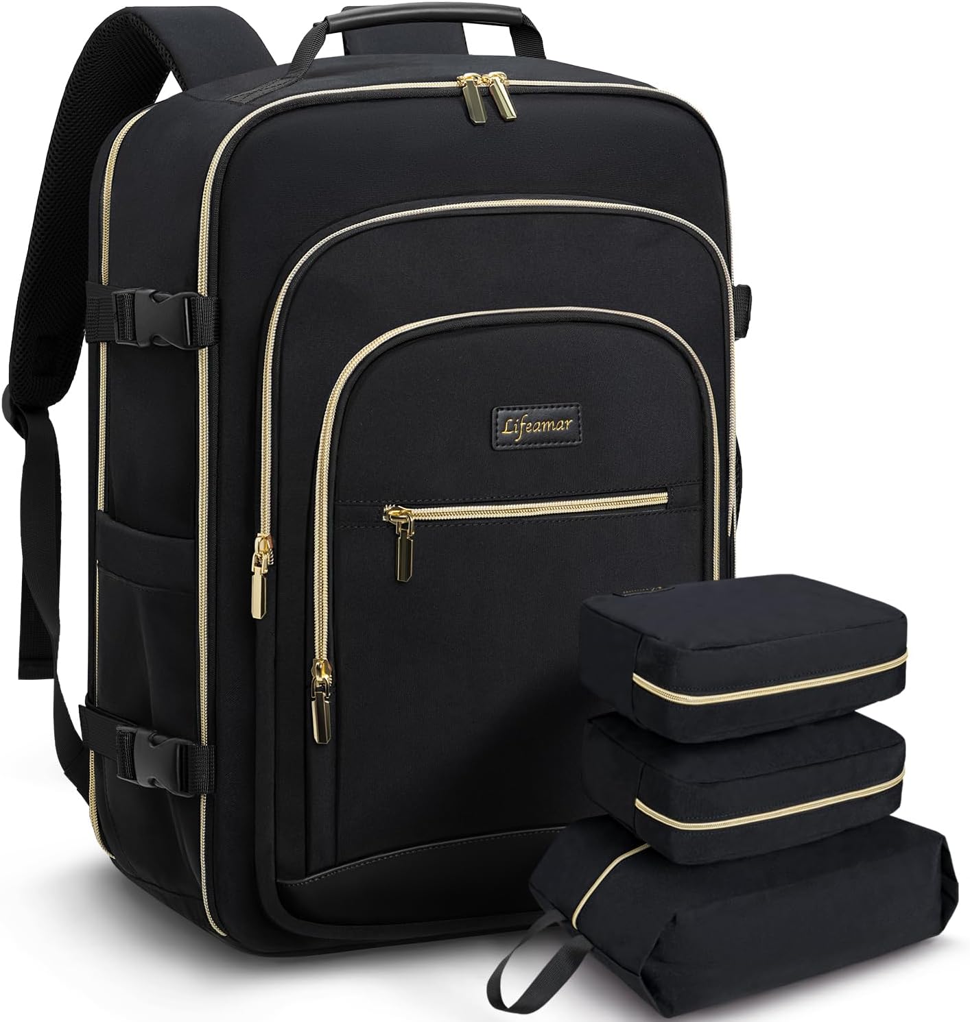 50L Travel Backpack for Women, Carry On Bag Flight Approved, Waterproof Backpack with 3 Packing Cubes, Weekender Personal Item Bags for Airplane Travel Essentials, TSA Approved