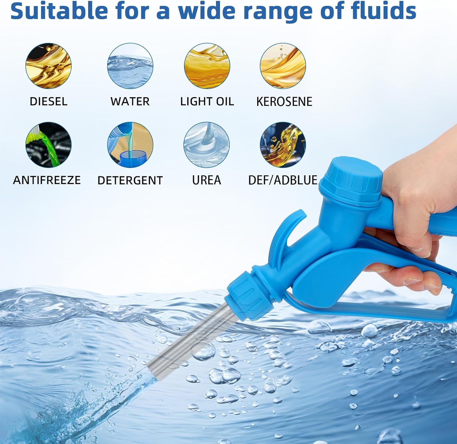 Electric Drum Barrel Pump, 12V DC/100-240V AC Power, 55 Gallon Drum Pump with 2-Inch Bung Adapter, 7.4 GPM Flow Rate, Suitable for DEF/AdBlue, Diesel, Antifreeze, Water-Based Fluids