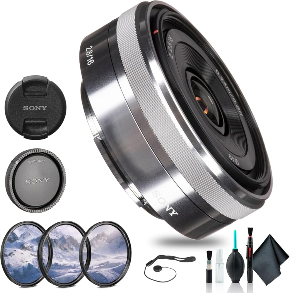 Sony E 16mm F2.8 Wide-Angle Prime Lens (SEL16F28) | Compact Pancake Design, Lightweight Travel |Filter Kit, Cap Keeper, Cleaning Kit, and More