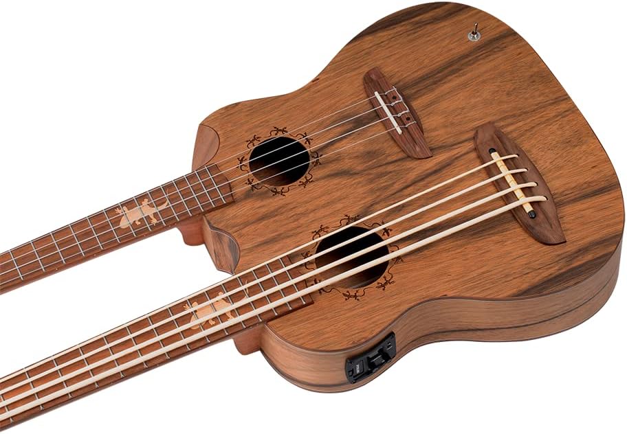 Custom Built Series Double Neck Tenor Acoustic-Electric Ukulele & Uke-Bass w/Bag