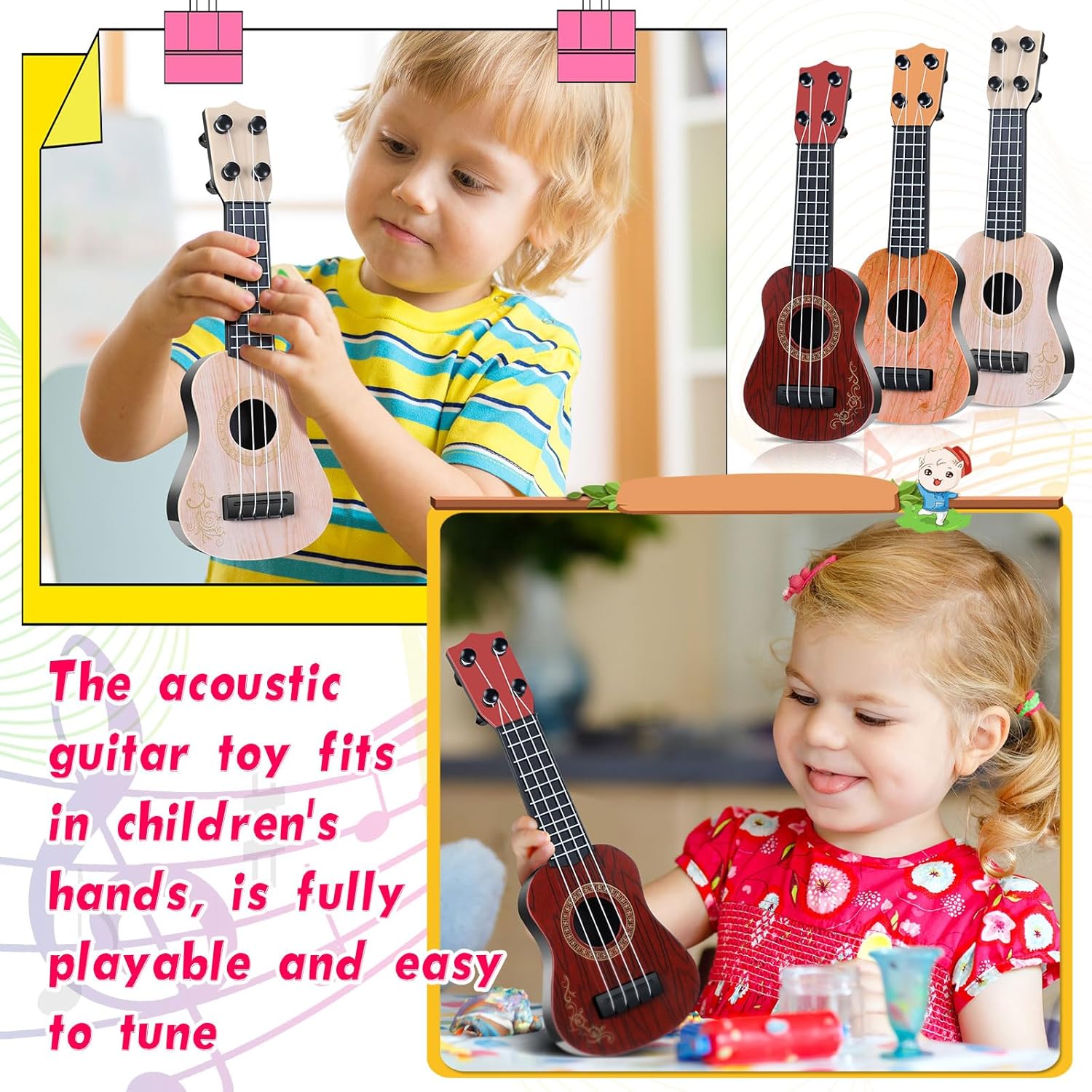 Lenwen 36 Pcs Kids Ukulele Guitar 10 Inch Kids Toy Ukulele 4 Strings Mini Guitar Children Musical Instruments Educational Learning Toy for Toddler Beginner Preschoolers Education