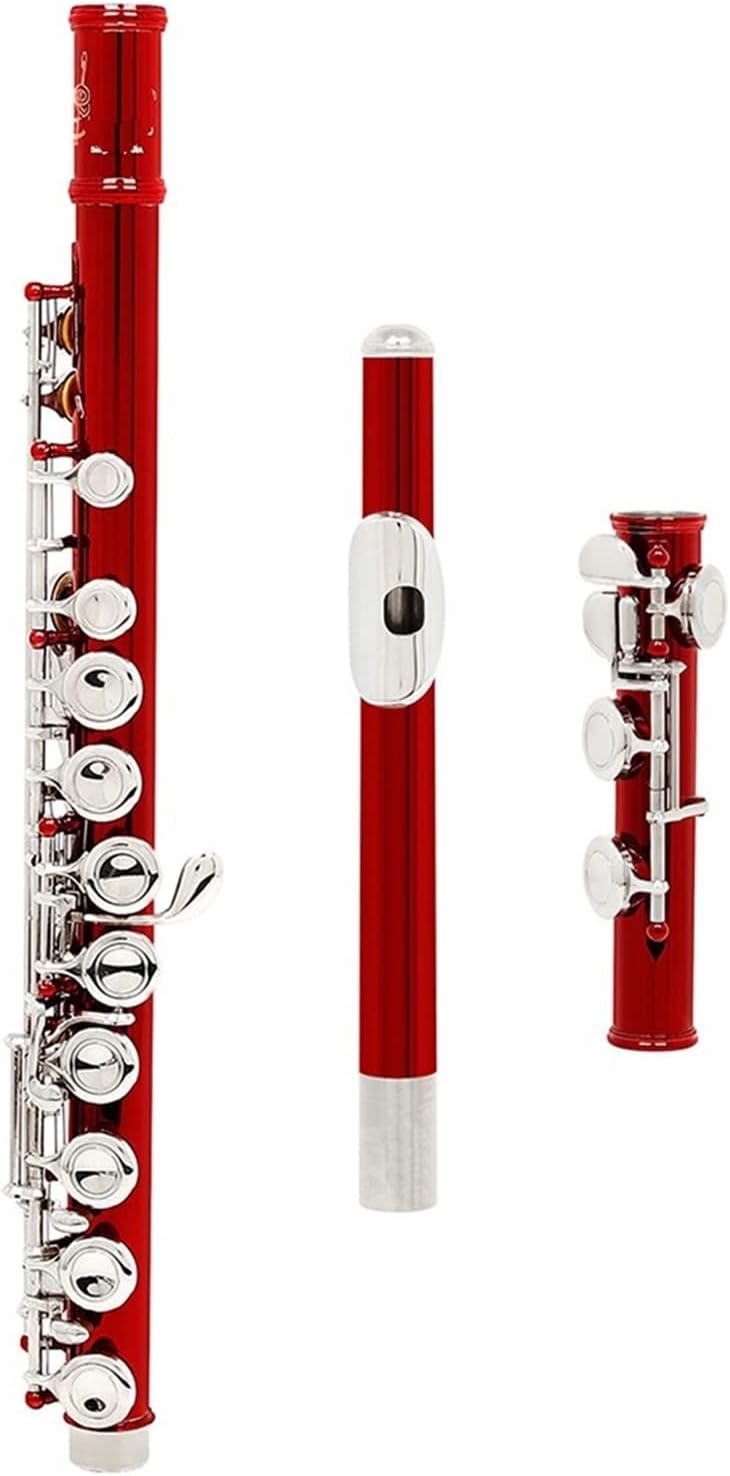 Flutes Crimson 16-Hole Flute with E Key Woodwind Instrument C Tone Nickel-Plated Silver Key with Case