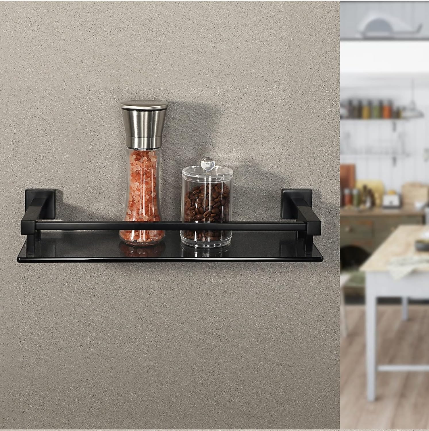 Shower Caddy Bathroom Shelves, Tempered Glass Shelf, Wall Mount Stainless Steel Rail Bathroom Shelf Shampoo Organizer, Bathroom Accessories Bathroom Organizer (Color : B, Size : 40CM)