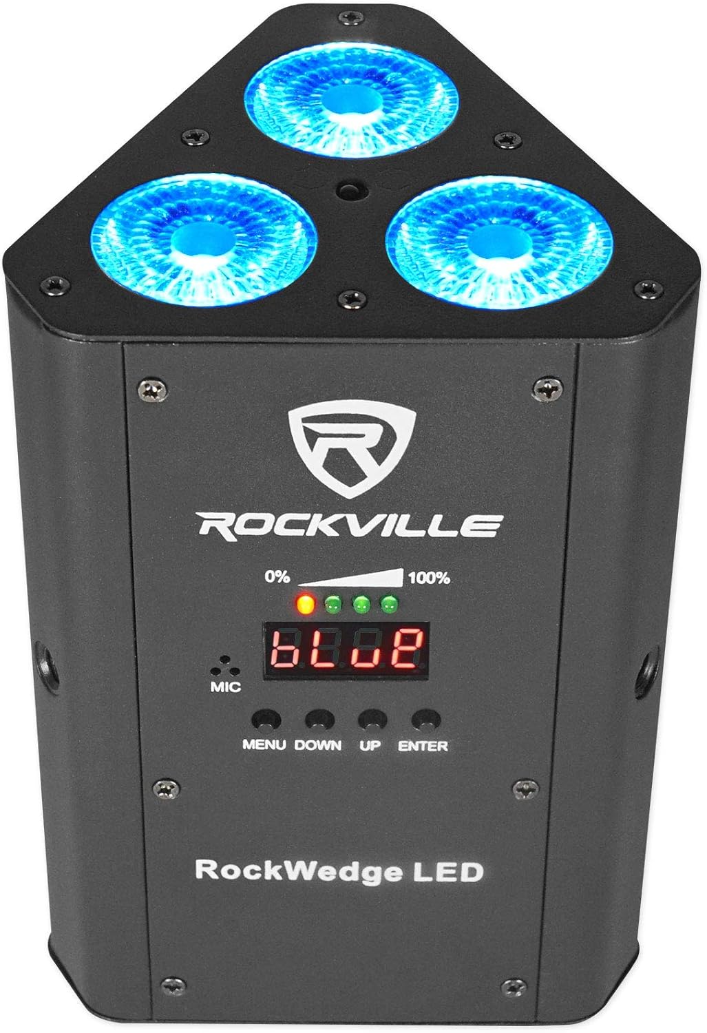 Rockville RockWedge LED Bundle: (4) 54W RGBWA+UV Rechargeable Battery Par Lights with Wireless DMX, RLB30 Travel Bag for DJs and Events, 5-Items