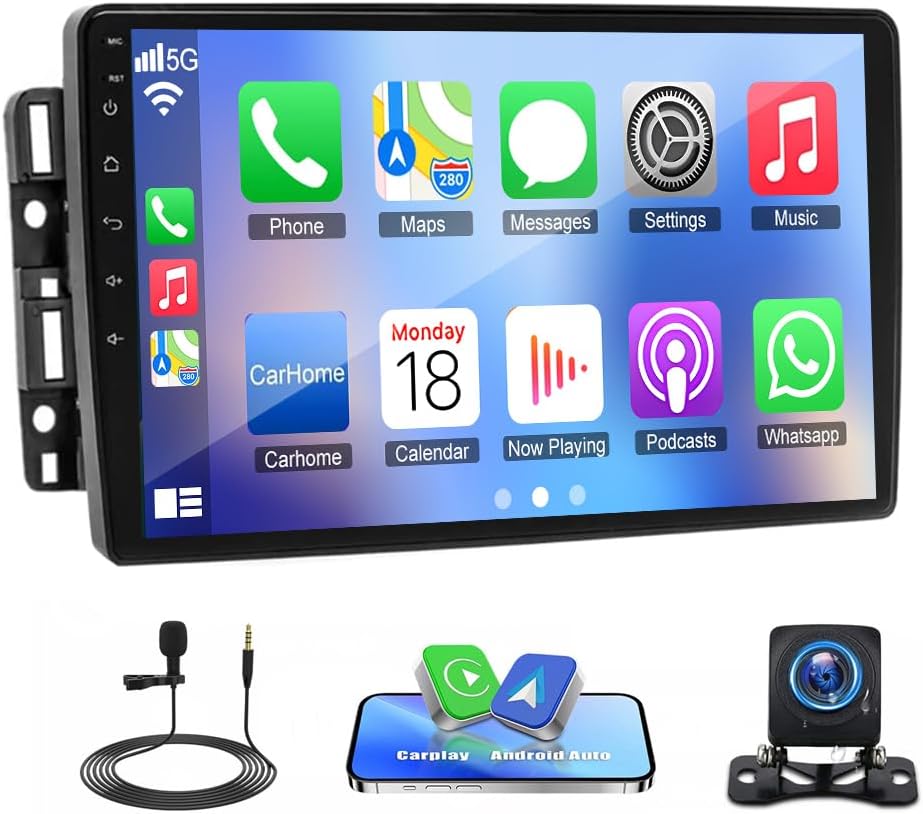 Car Stereo Radio Compatible for S-ilverado Extended Cab (2007-2013) with Carplay Android Auto GPS Navigation 10in Touchscreen Car Radio Player with Bluetooth WiFi FM SWC Mirror Link + Backup Camera