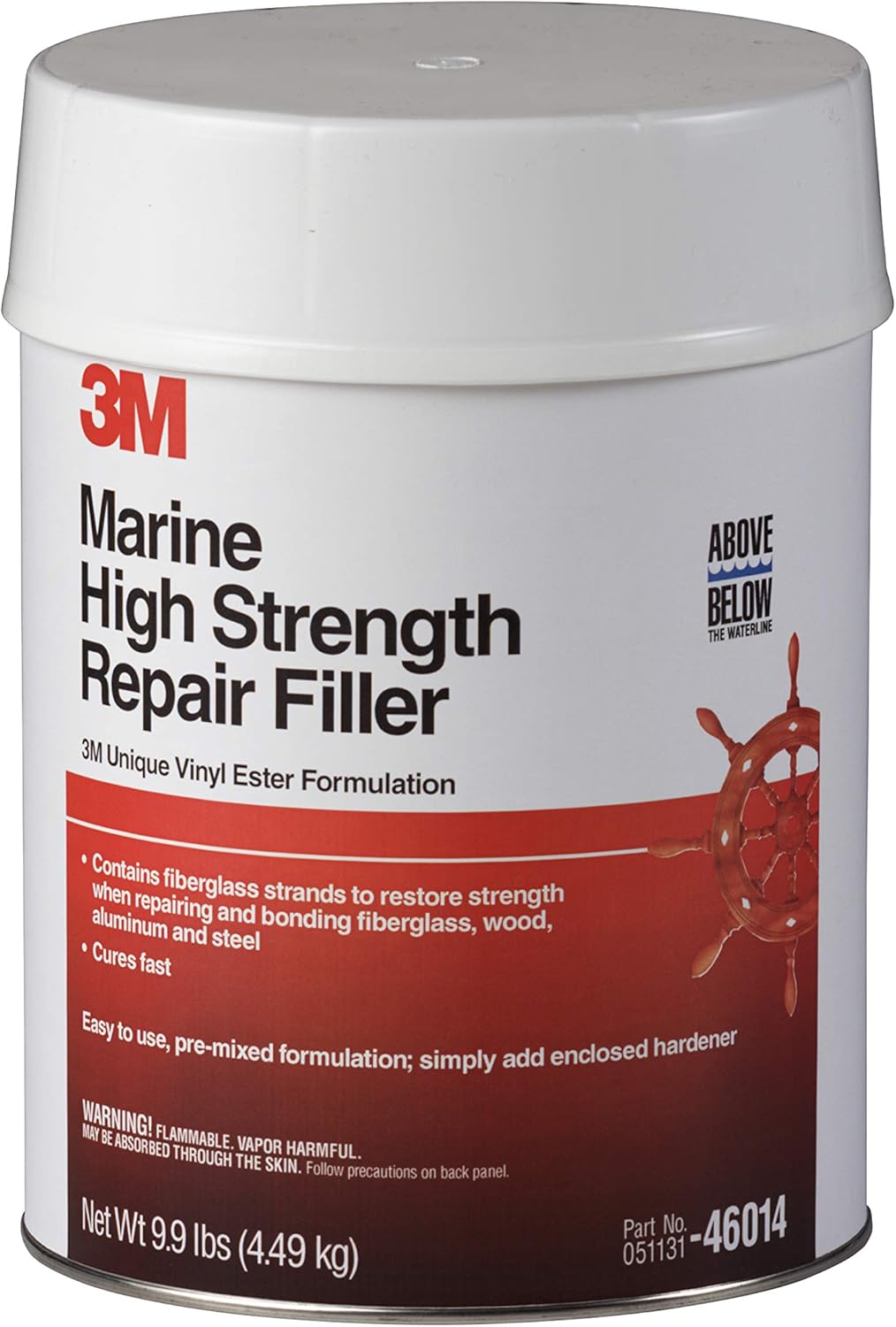 3M Marine High Strength Repair Filler, 46014, 1 gal, White, Gallon