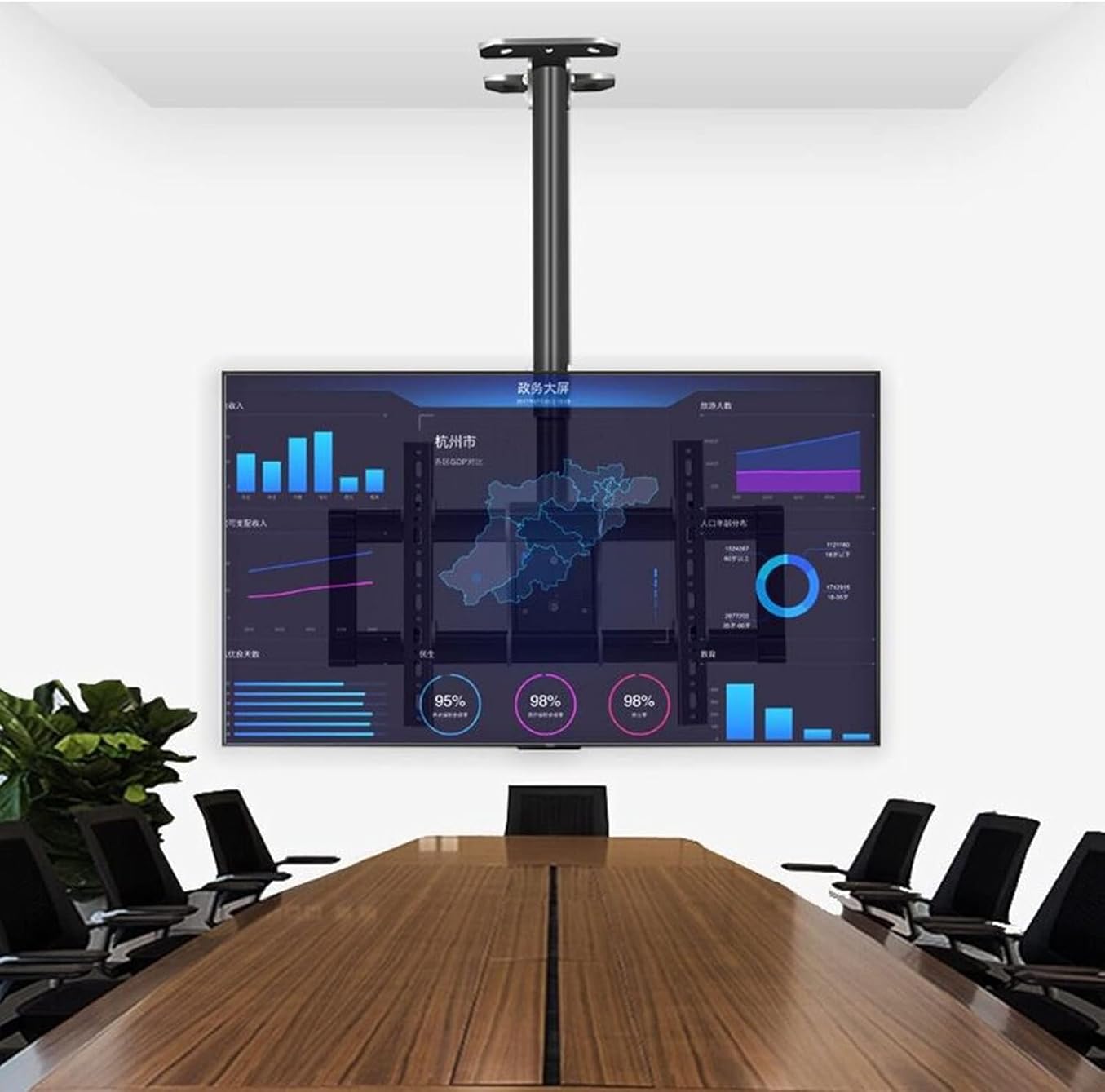 Adjustable Ceiling TV Mount, Tilt and Telescopic Ceiling TV Mount, Ceiling Suspended Telescopic Milk Tea Shop Wall Mount Bracket