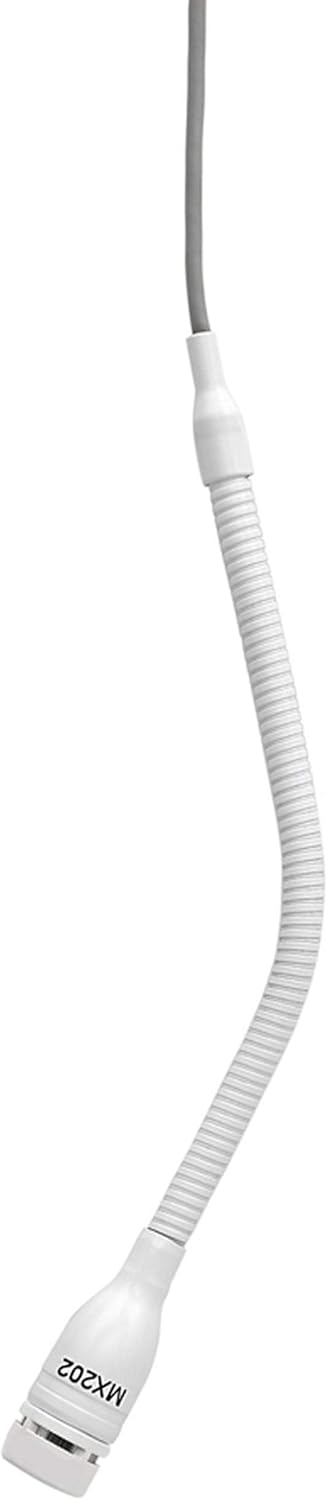 Shure MX202WP-A/C Microflex Overhead Microphone, Plate Mount Preamp, Cardioid, White