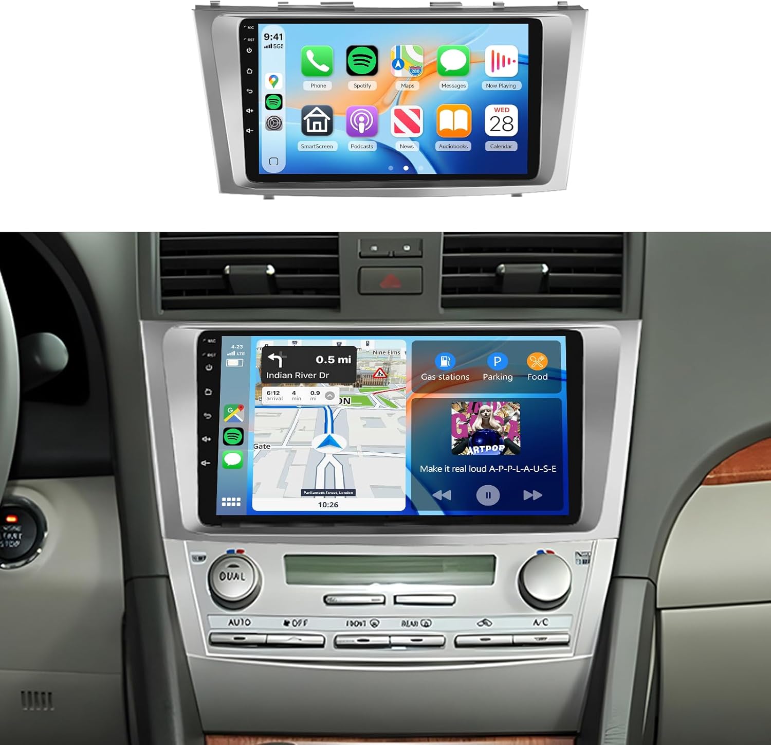 for Toyota Camry 2006-2011 Car Stereo with Snapdragon 8 Core Processor 4GB+64GB Android 13 Radio 9 Inch 1280 * 720 IPS Touchscreen Carplay/Android Auto GPS WiFi FM/RDS SWC Camera