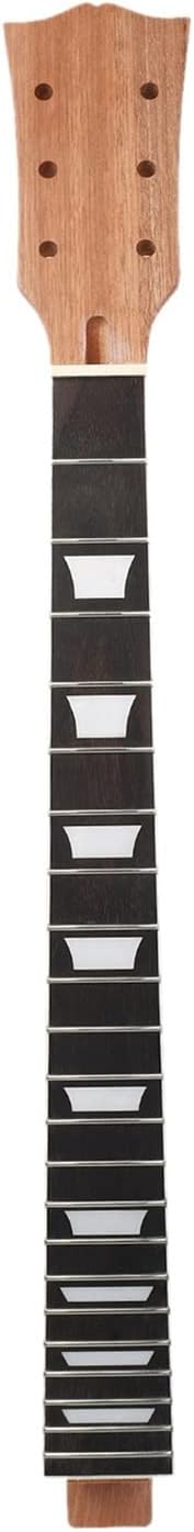 Electric Guitar Neck Maple Rosewood Solid Black Finish for Replacement 22 Fret (Black with Trapezoid Inlays) Electric Guitar Neck