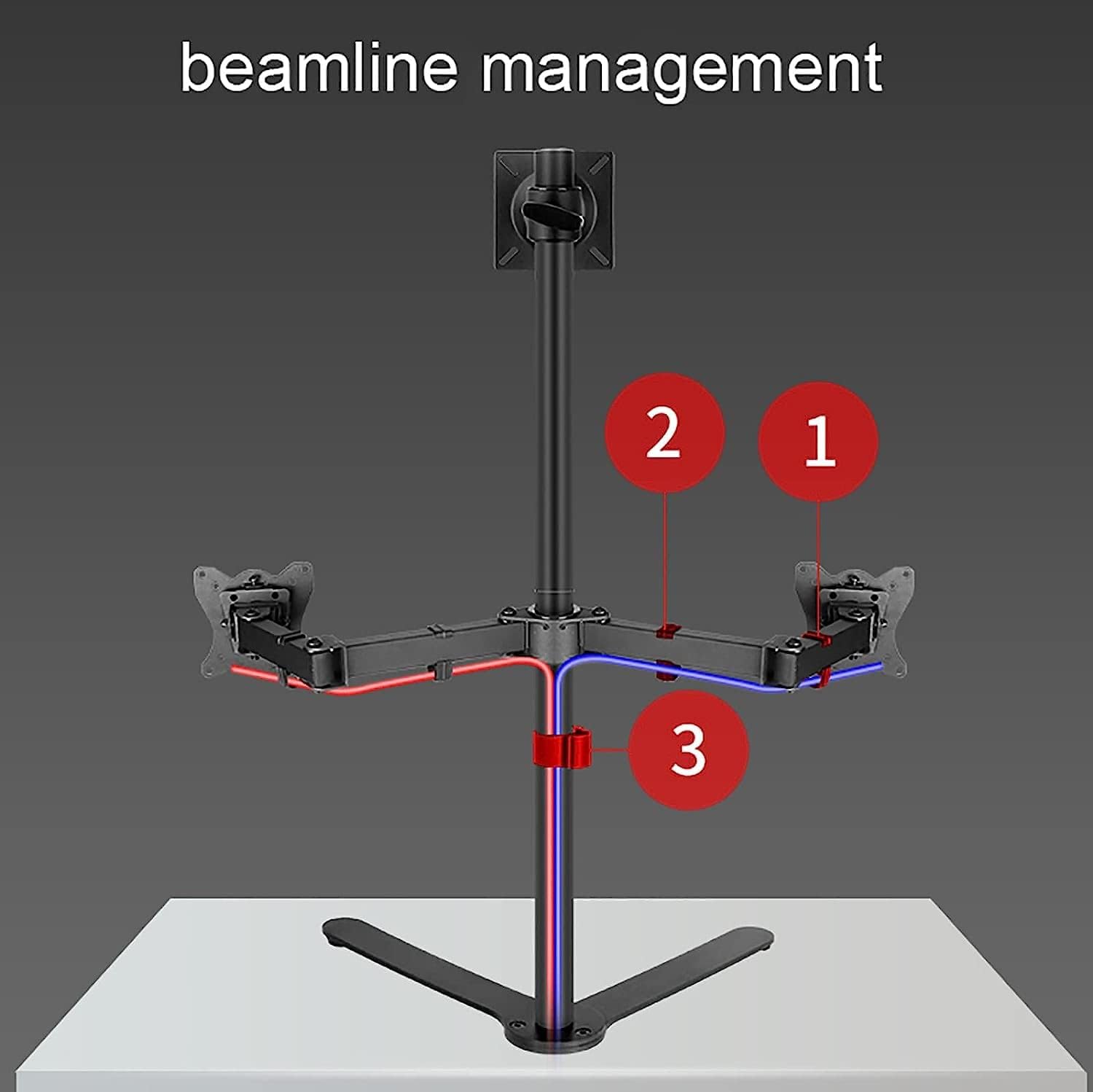 TV Wall Bracket Triple Monitor Stand Mount, Three Heavy Duty Full Motion Adjustable Arms with Metal Base, for Three Max 27 Inch Computer Screen TV Stand
