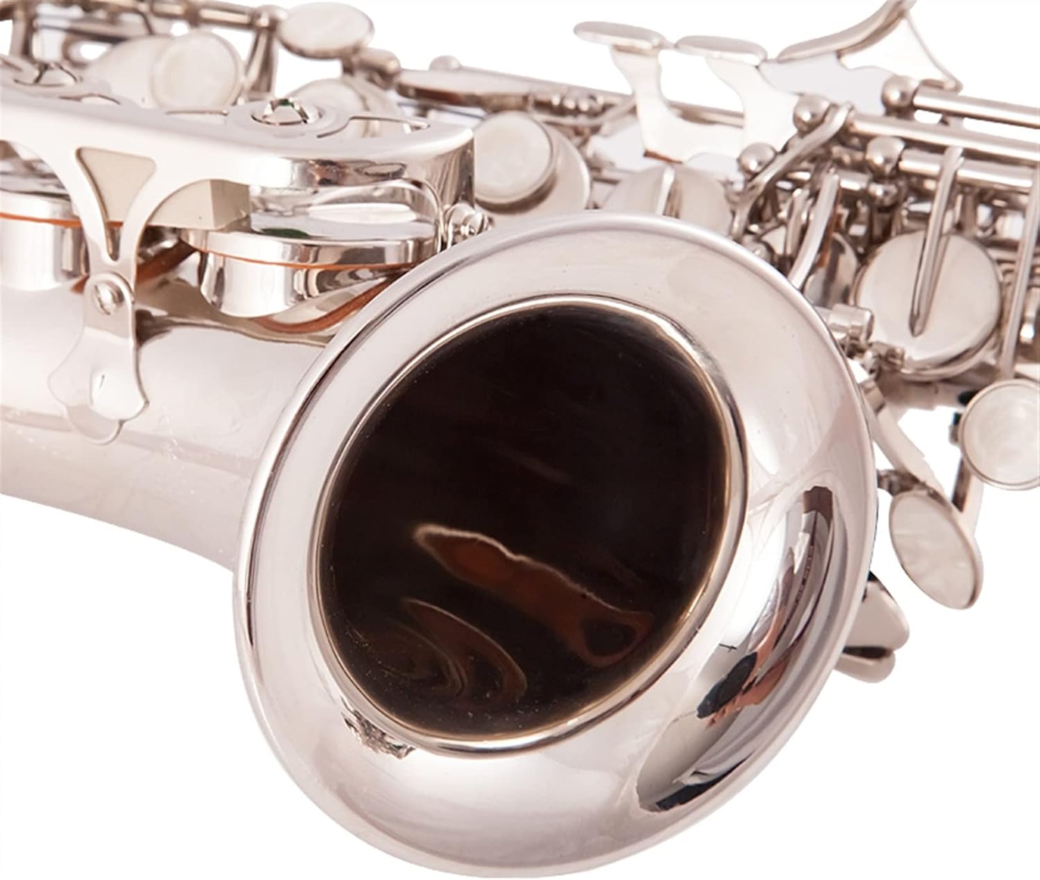 Brass Nickel Plating Carve Pattern Bb Saxophone Pearl White Shell Buttons Wind Instrument