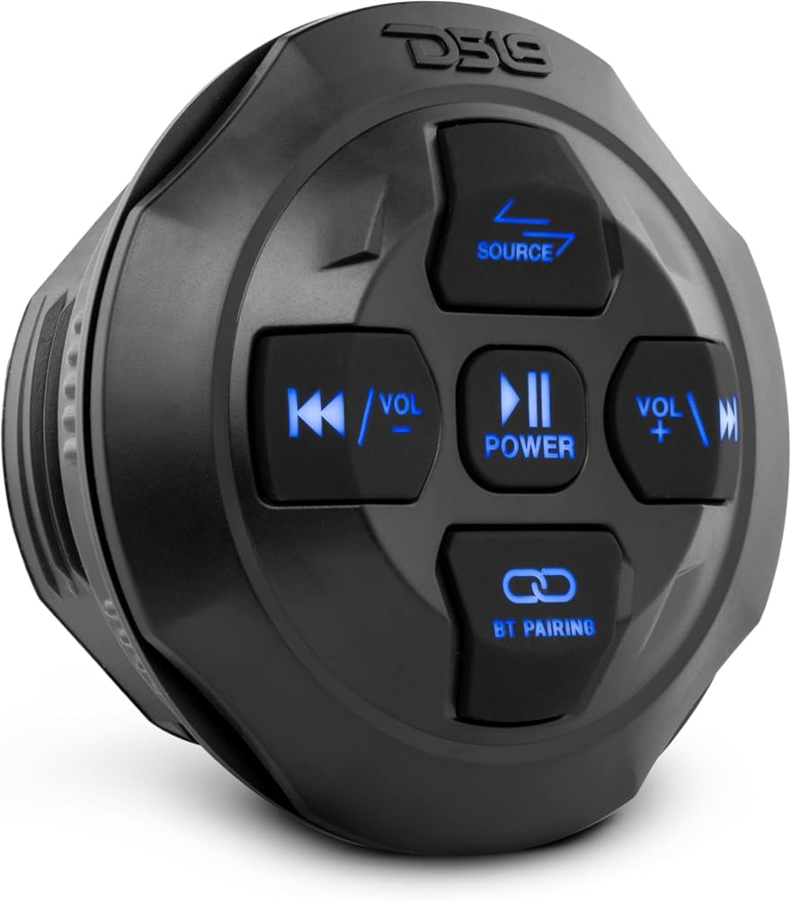DS18 BTRC-R Marine Waterproof Universal Bluetooth Streaming Audio Receiver with Controller - Works with Android and iPhone (Round)