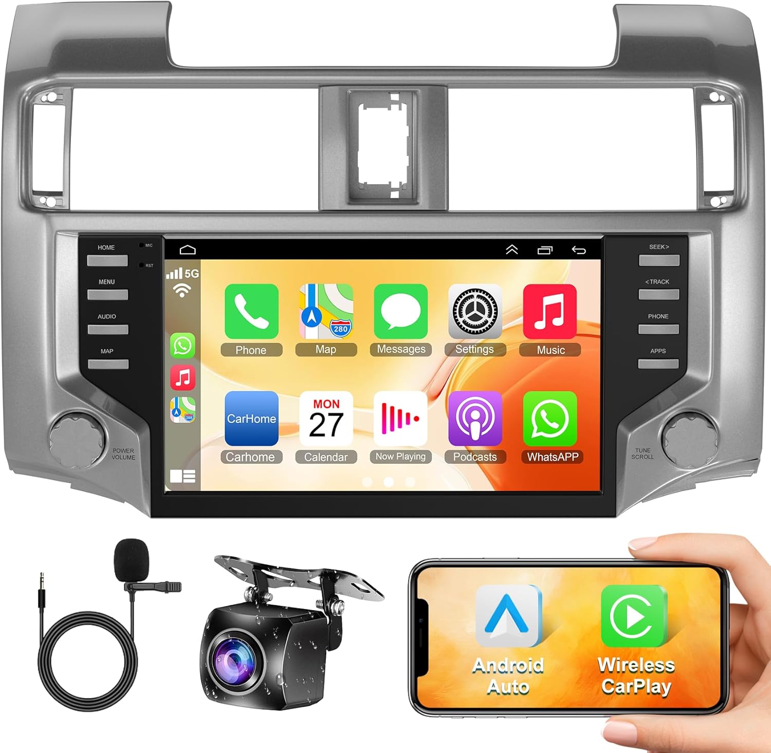 4+64GB Car Radio for Toyota 4Runner 2010-2022 with Wireless Carplay&Android Auto, Android 13 IPS 4Runner Stereo Support Voice Control GPS Bluetooth 5.2 FM SWC DSP WiFi EQ Backup Camera