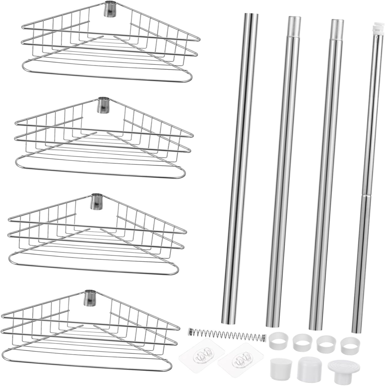 ABOOFAN 4-Tier Corner Shelf Rack Expandable Shower Storage Organizer for Bathroom Waterproof Design No Drill Required Space-Saving Toiletries Holder
