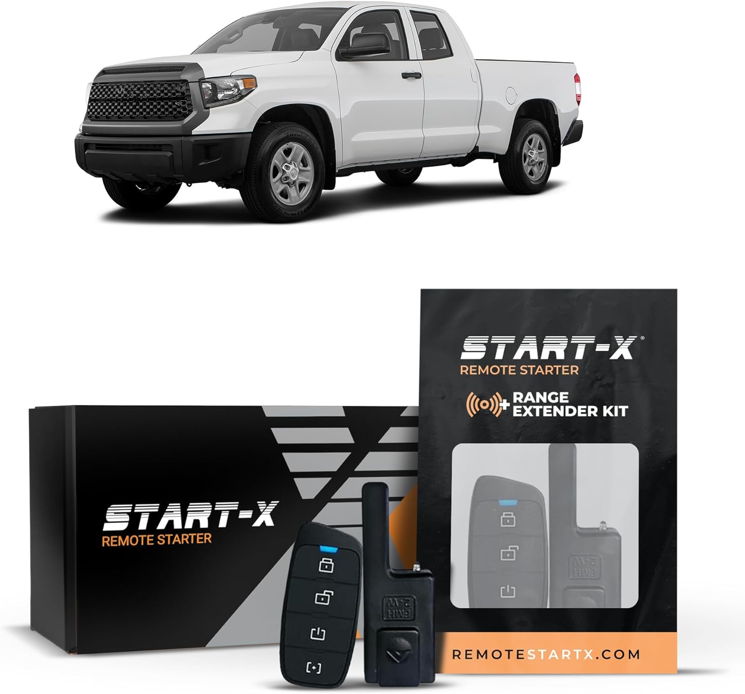 Start-X Remote Starter Kit + 3000ft 2 Way Range Extender for Toyota Tundra (2018, 2019, 2020, 2021) Trucks with Key Ignition
