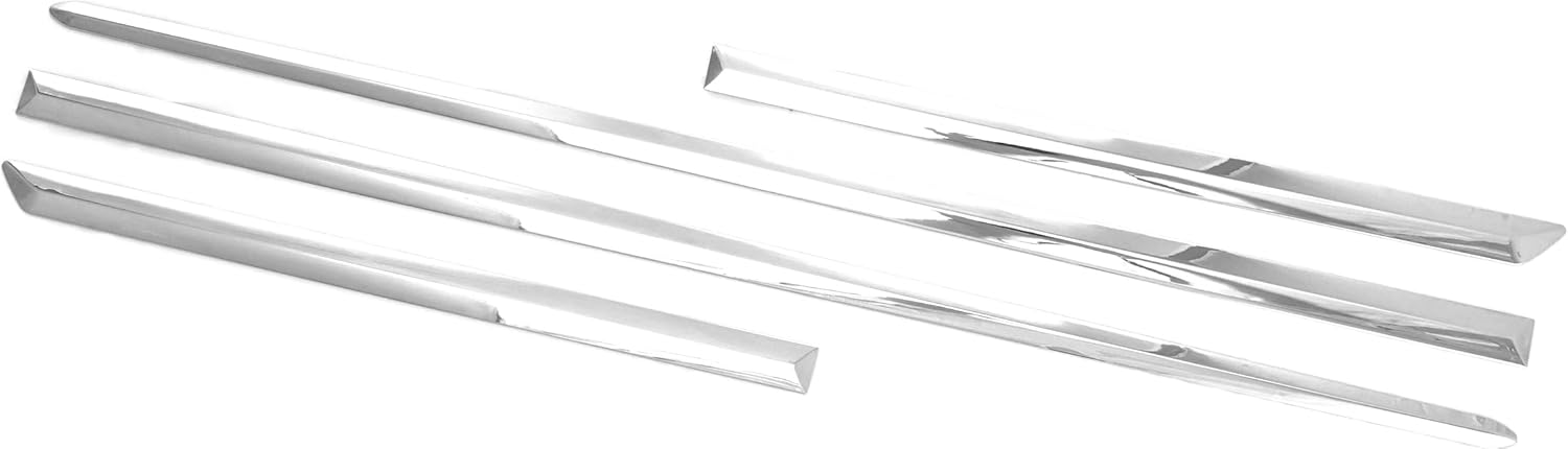 Trim Illusion Tape-on Chrome Car Door Side Molding Trim Exterior Body, Height 1-1/4 to 3/4 Inch Tapered/ 1-1/4, Length (2) 39 Inch/ (2) 22 Inch, SM100