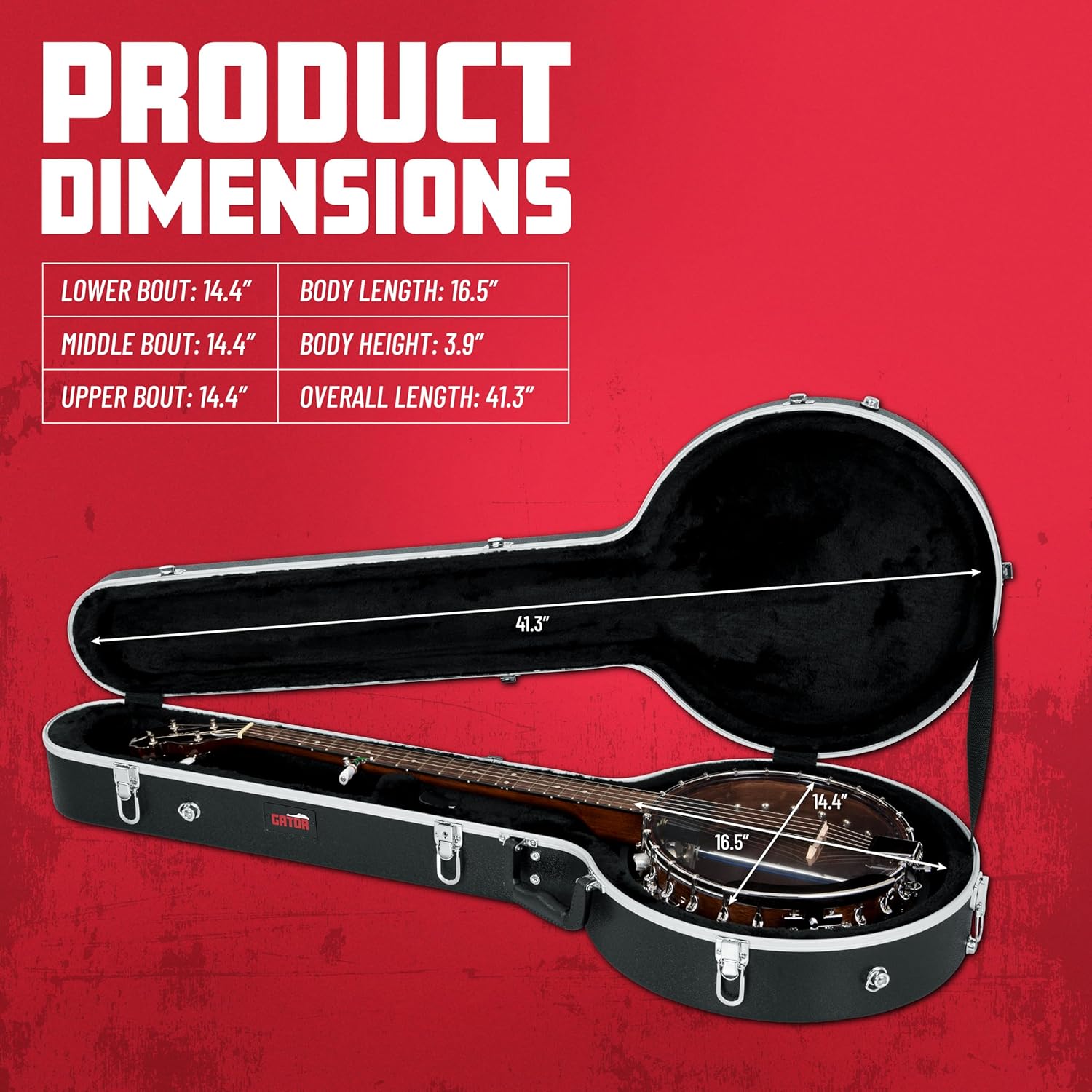 Gator Cases Deluxe ABS Molded Case for Full Size Banjos (GC-BANJO-XL)