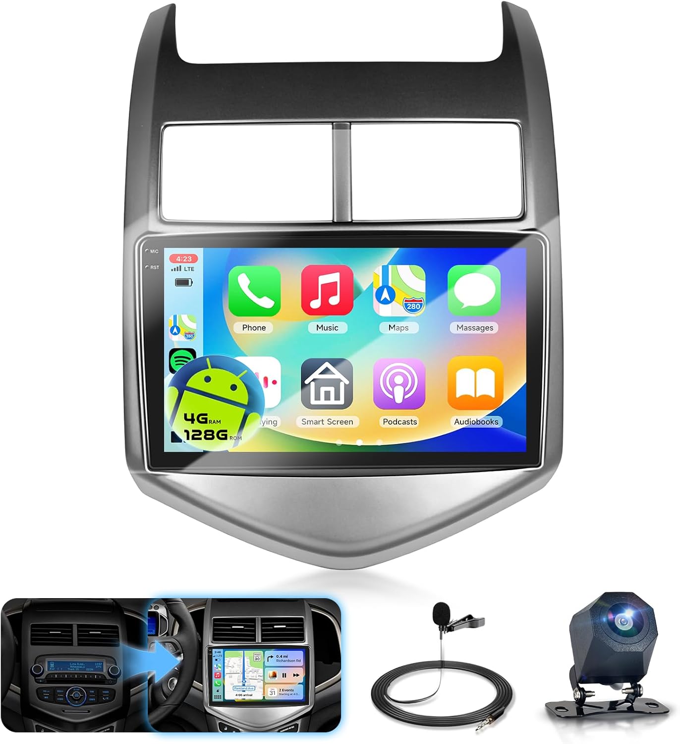 4G+64G Car Radio Stereo for Chevy Aveo Sonic 2011 2012 2013 2014 2015 with DSP/Wireless Carplay/Android Auto, Sellrich 9