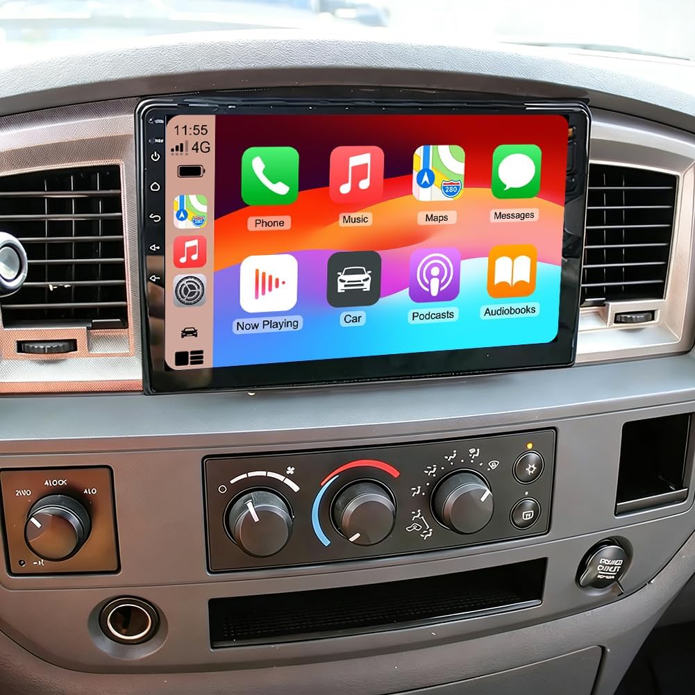 Car Stereo Radio Compatible for RAM 1500 2500 3500 4500 2006-2008 with Carplay Android Auto GPS Navigation 9in Touchscreen Car Radio Player with Bluetooth WiFi FM/RDS SWC Mirror Link + Backup Camera