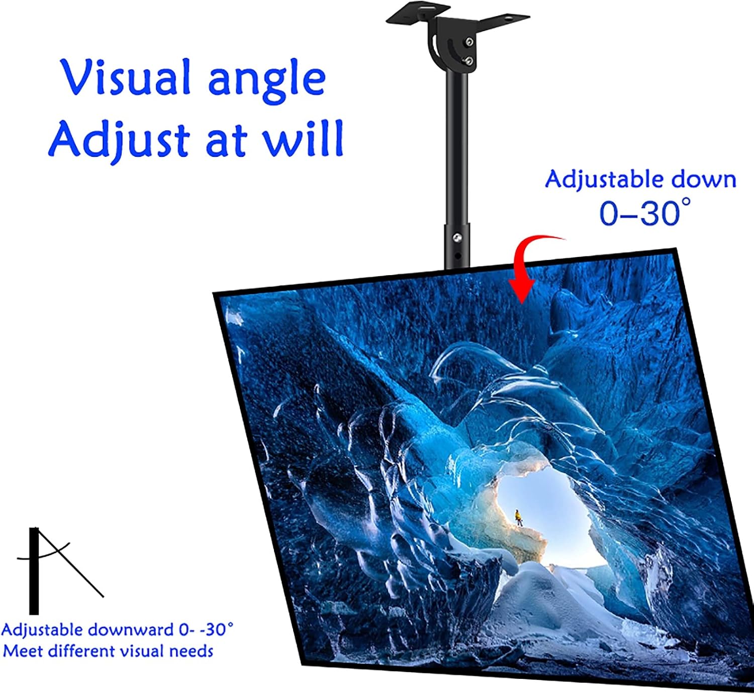 TV Stand tv Wall Mount Adjustable Height TV Ceiling Mount Bracket, for Most 23-50 Inch LED Screen Display, with Loading 88 Lbs