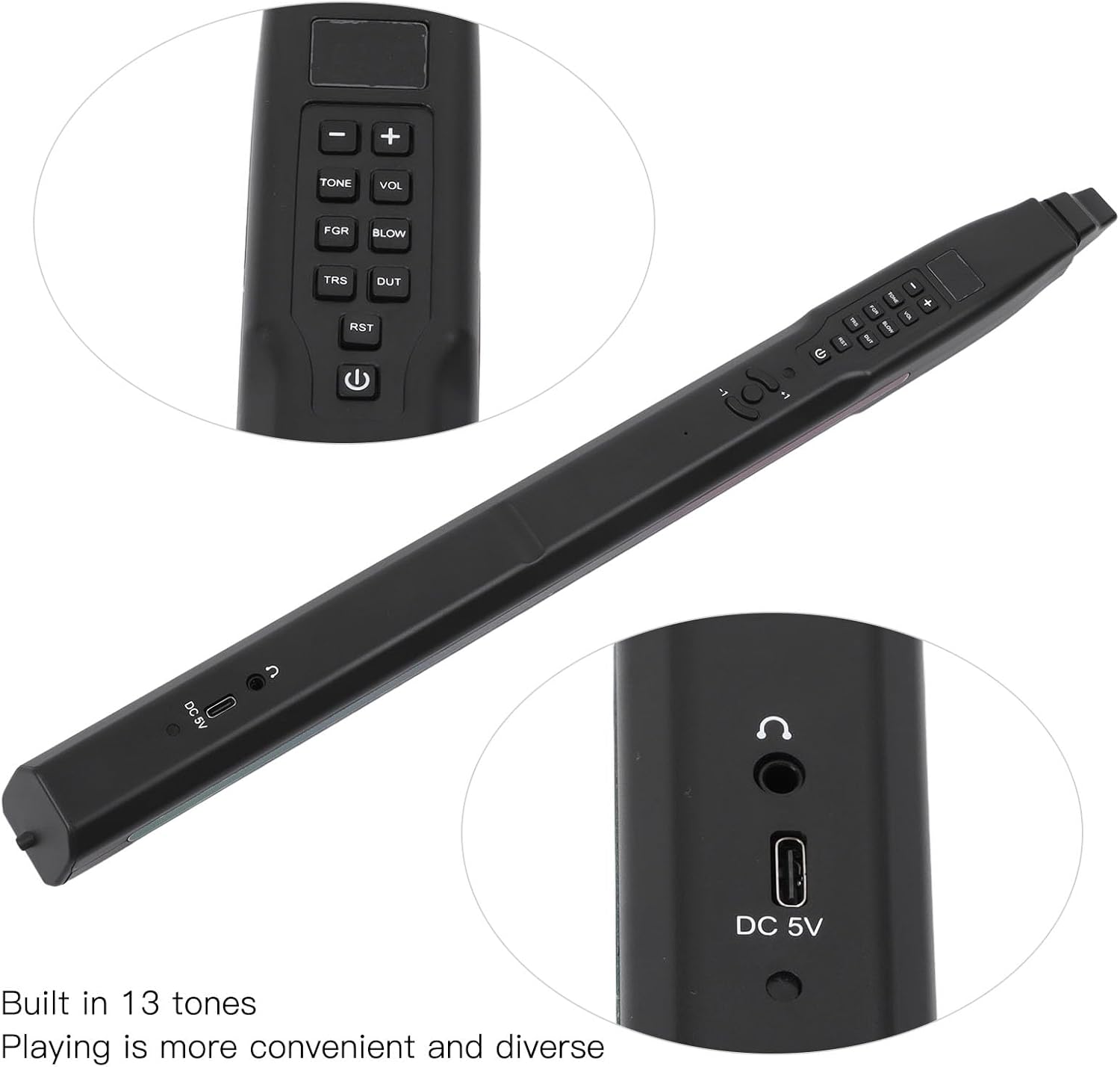 13 Tones Electric Blowpipe Mini Saxophone Electronic Wind Instrument with Low Power Consumption Design US Plug 100‑240V