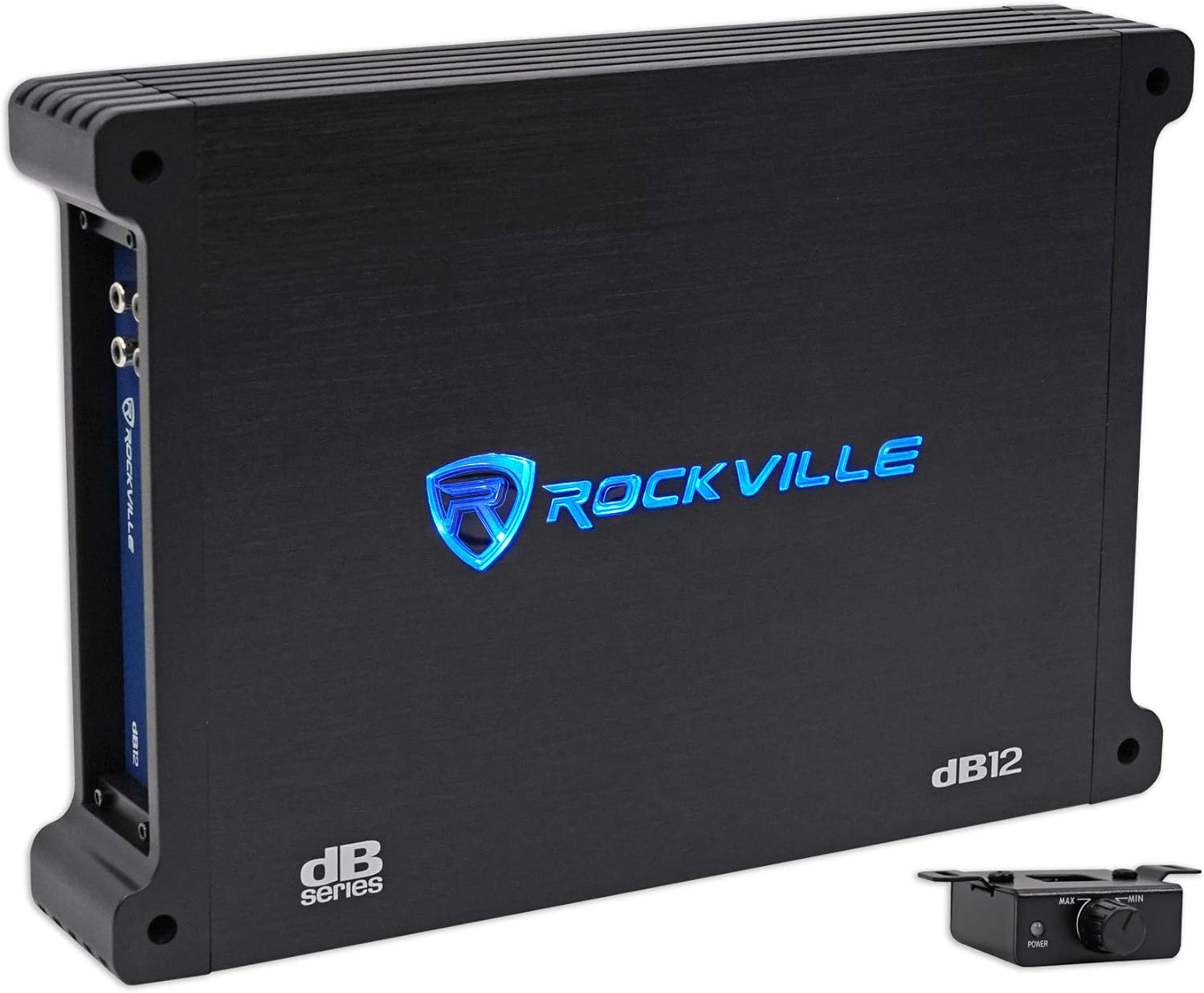 Rockville dB12 2000W Mono 2-Ohm Car Amplifier, High-Speed MOSFET, Adjustable 12dB Crossover, LED, Remote Sub Control, Perfect for Car Audio and Subs
