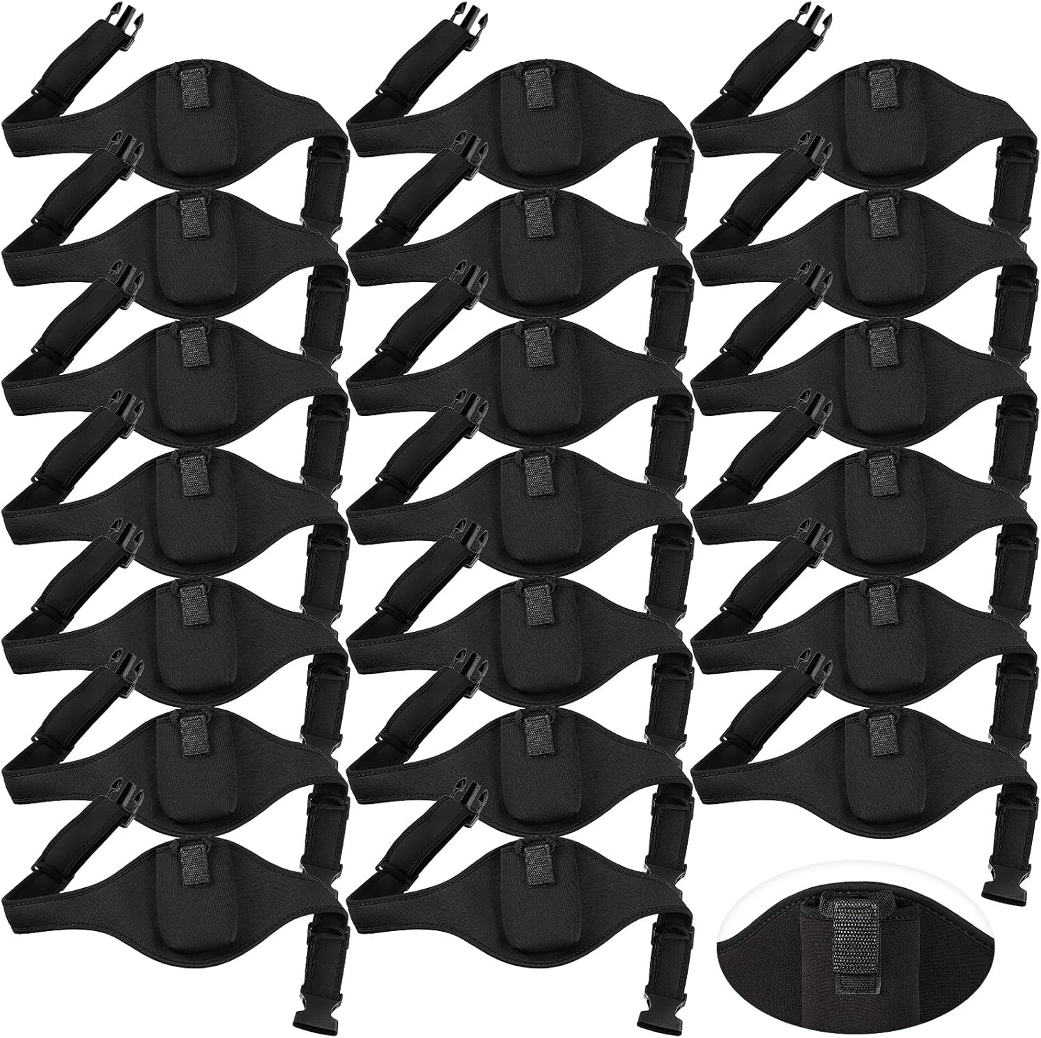 Jexine 20 Pack Mic Belt Wireless for Theatre Neoprene Microphone Holder with Anti Dropping Strap Sweat Absorbent Belt Waistband Bag for Fitness Instructor Vertical Speaker