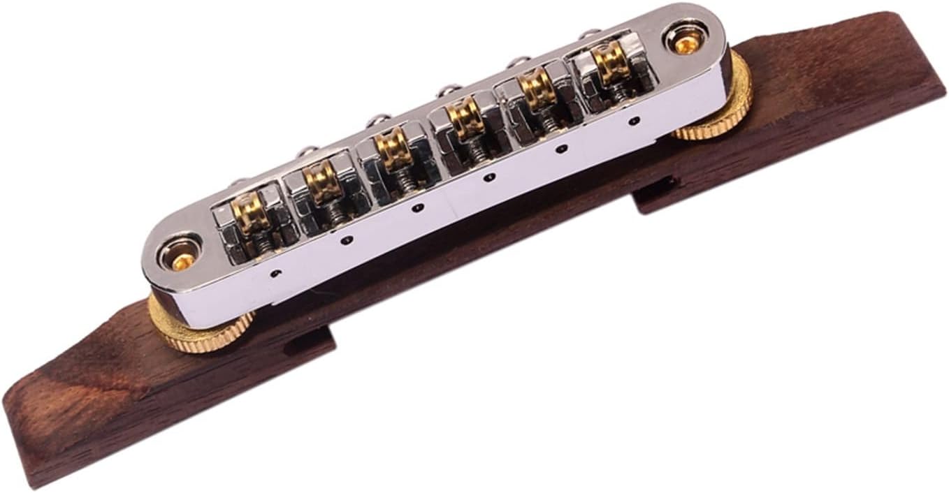 Adjustable Rosewood Bridge with Roller Saddles for Archtop Bass Guitar Electric Guitar Bridge