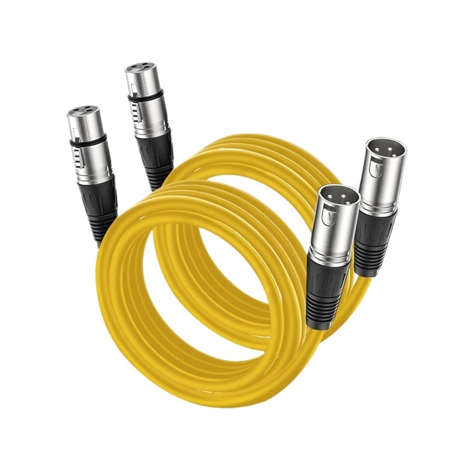 XLR Cables 2 Pack Microphone Cable Male to Female 3 Pin Durable Shielded and Premium Balanced XLR Patch Cord for Microphone(Yellow-Pack of 2,12m)