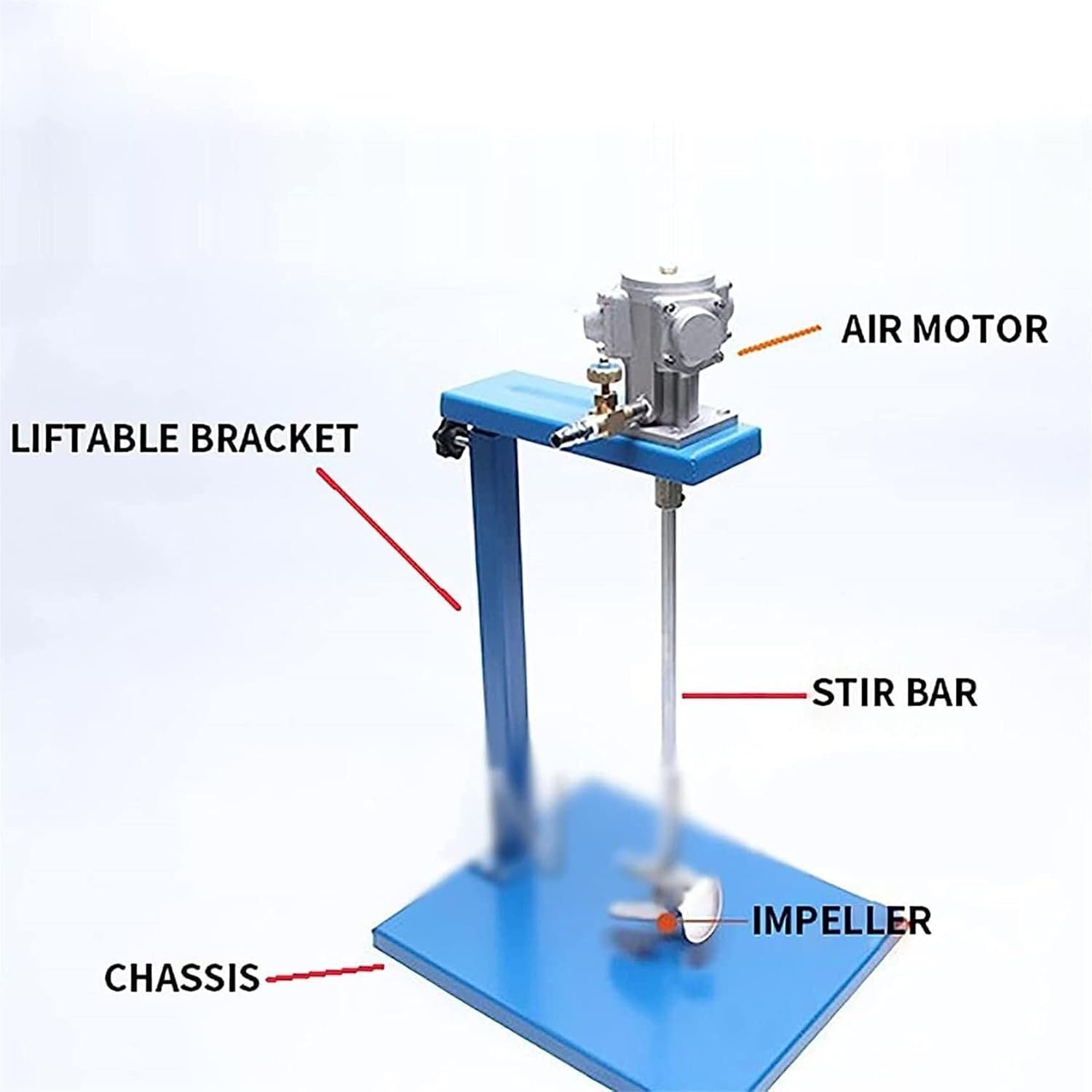 Efficient and Environmentally Friendly Stainless Steel Pneumatic Bracket Mixer - for 5 Gal/20L Gallon Tanks - Perfect Paint Stirring Machine