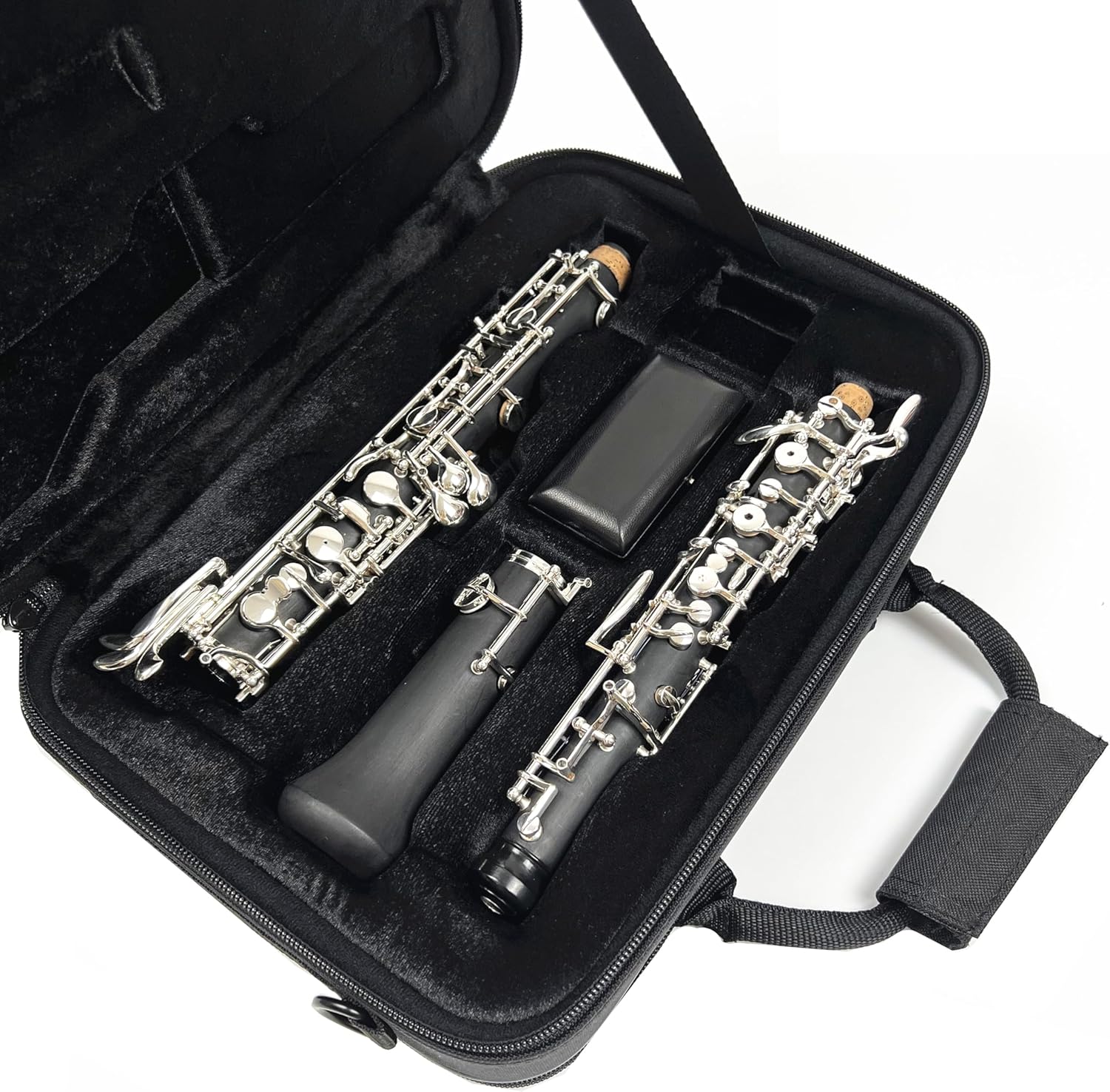 Professional C Key Oboe Semi-automatic Style Woodwind Instrument with Oboe Reed Gloves Leather Case Carry Bag