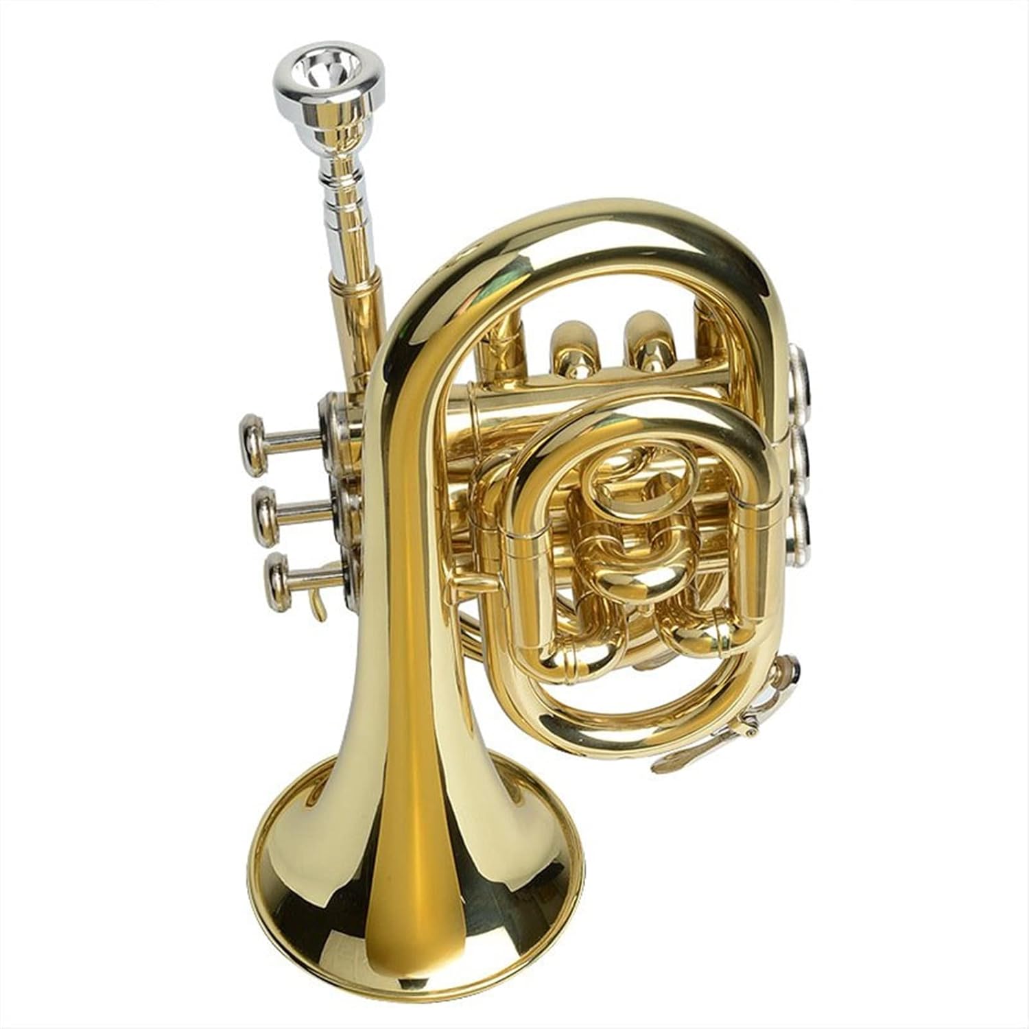 Palm Trumpet Trumpet B-Flat Palm Trumpet Pocket Trumpet Mini Trumpet Cornet Three-Key Trumpet Beginner Trumpet