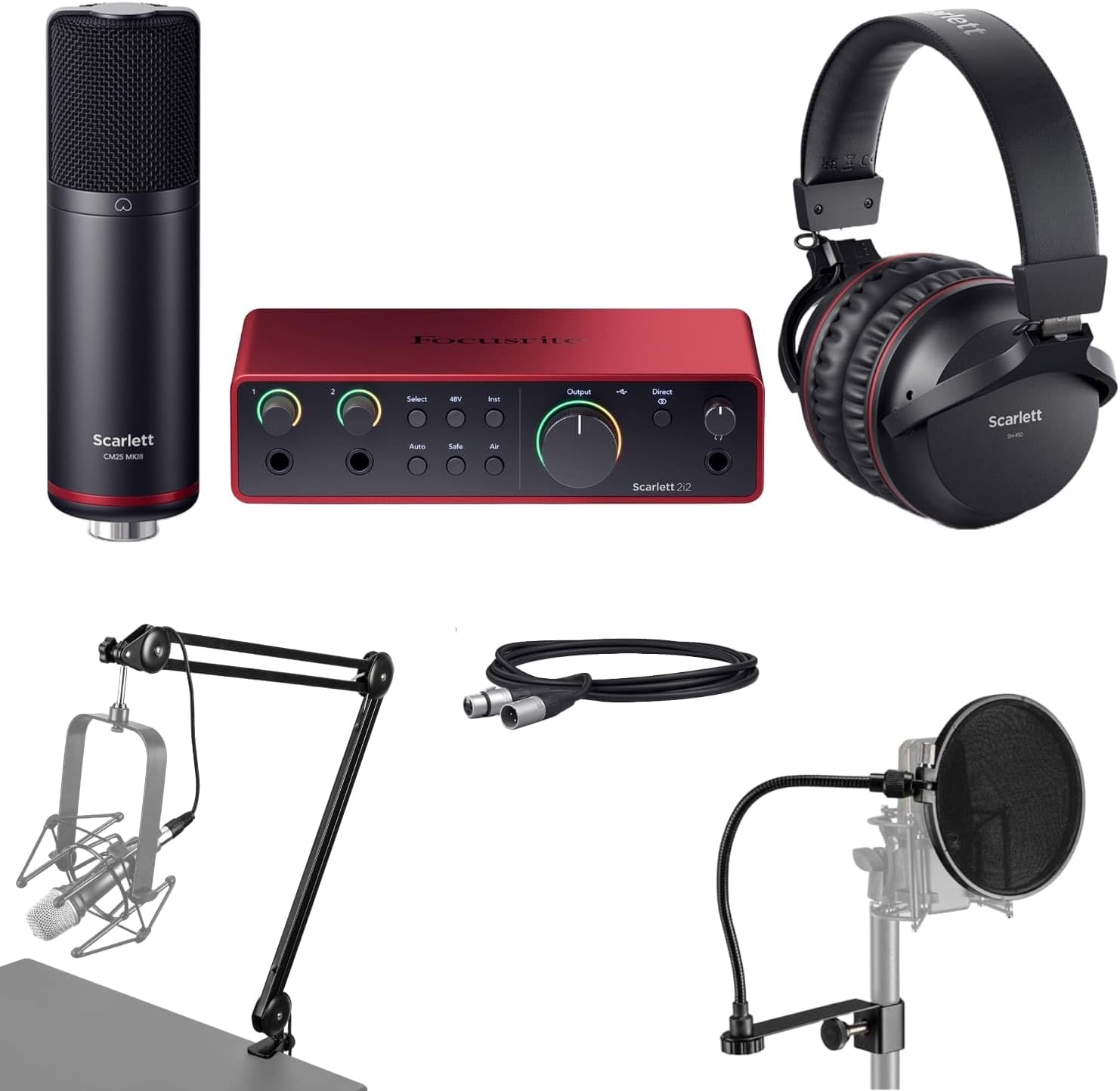 Focusrite Scarlett 2i2 Studio 3rd Generation USB Interface - Bundle With, Samson 28