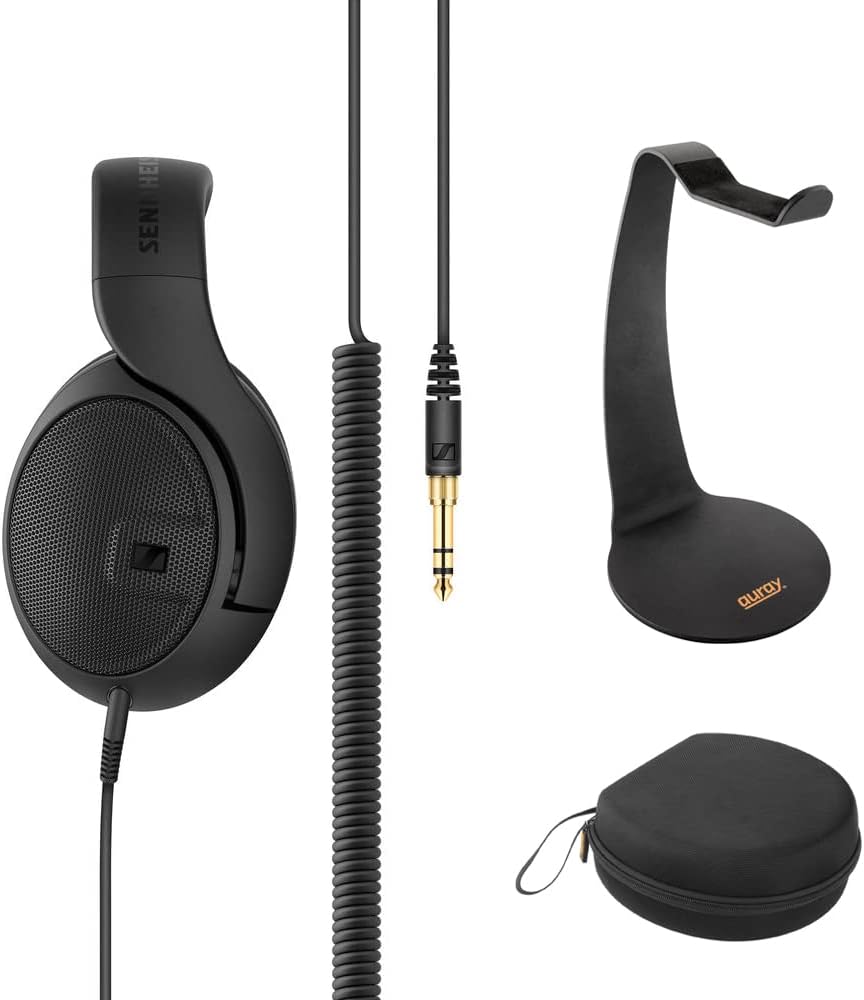 Sennheiser HD 400 Pro Studio Reference Open Back Dynamic Headphones Bundle with Desktop Headphone Stand and Headphones Case