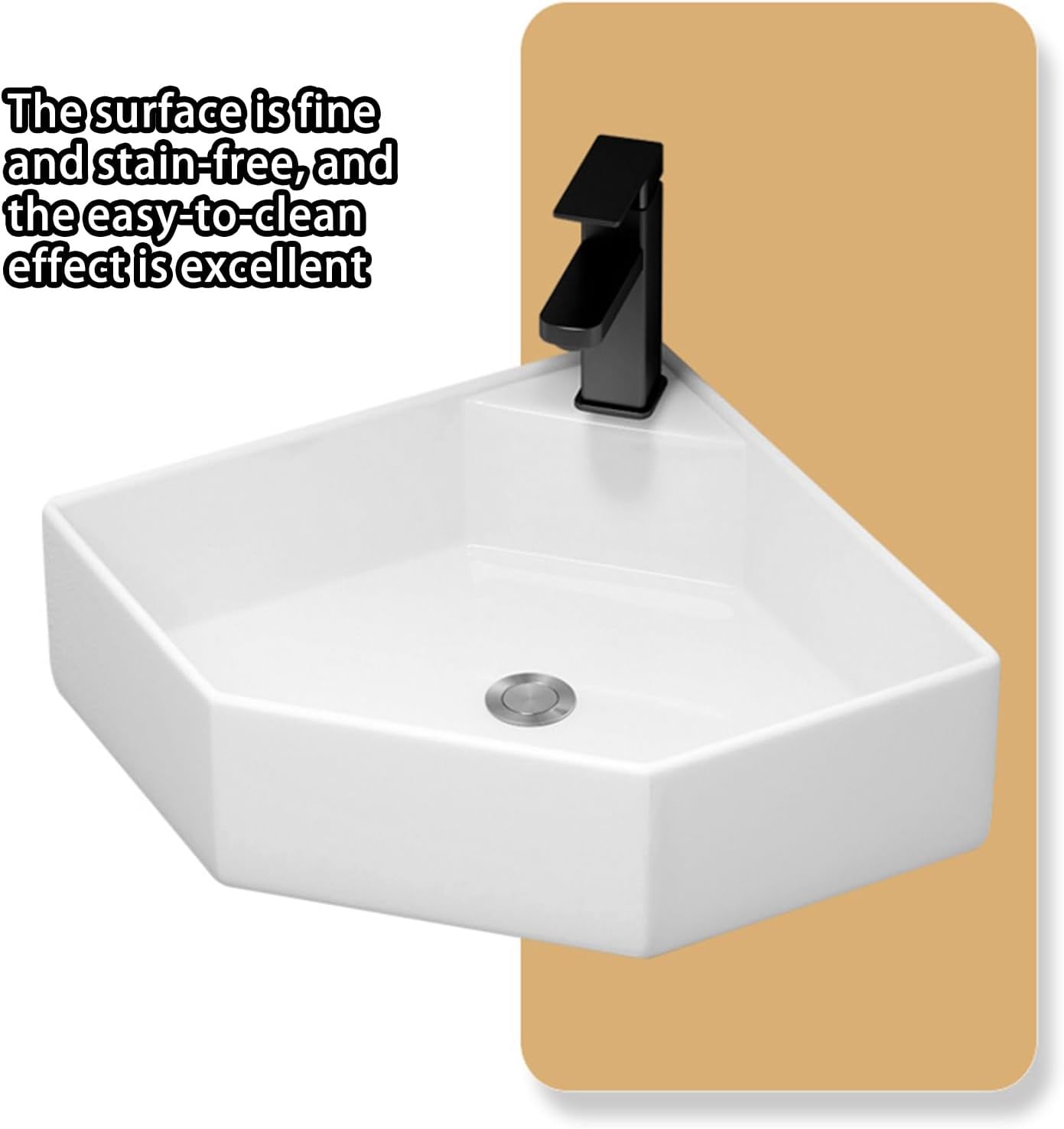Small Corner Wall Mount Bathroom Sink Bathroom Vanity Cabinet bathroom sink with White Vessel Cabinet with Faucet and Drain bathroom Sinks with Storage Container with Overflow(40*40*52cm/15.7*15.7*20.