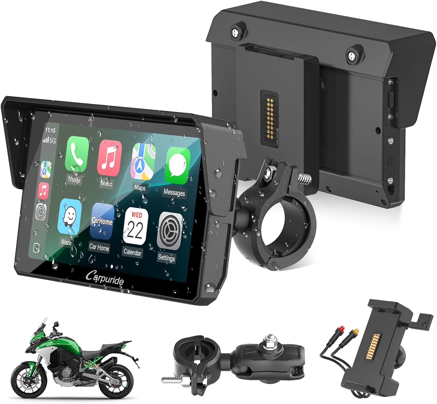 Carpuride W502S Pro Motorcycle GPS Wireless Carplay/Android Auto, 5