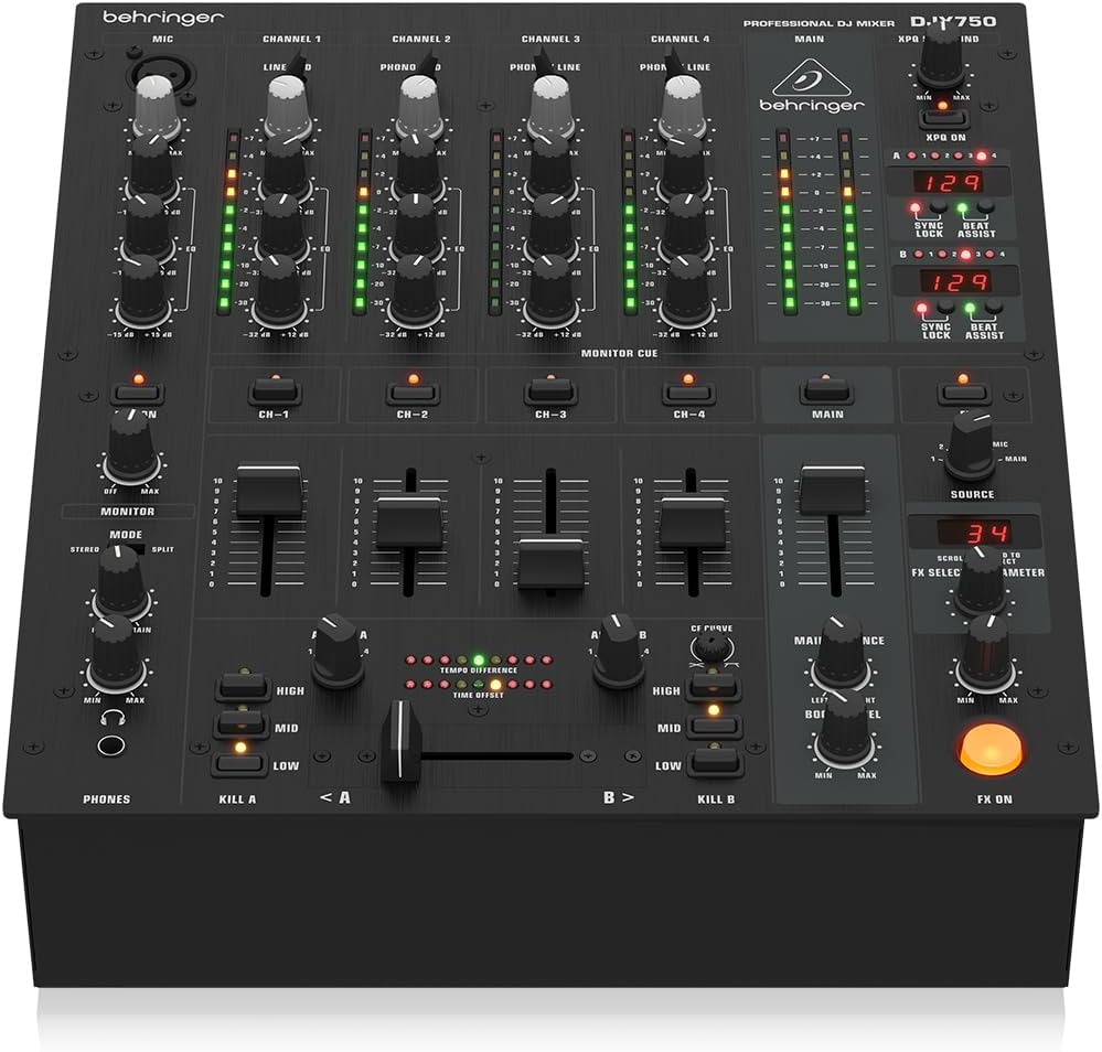 Behringer PRO MIXER DJX750 Professional 5-Channel DJ Mixer with Advanced Digital Effects and BPM Counter