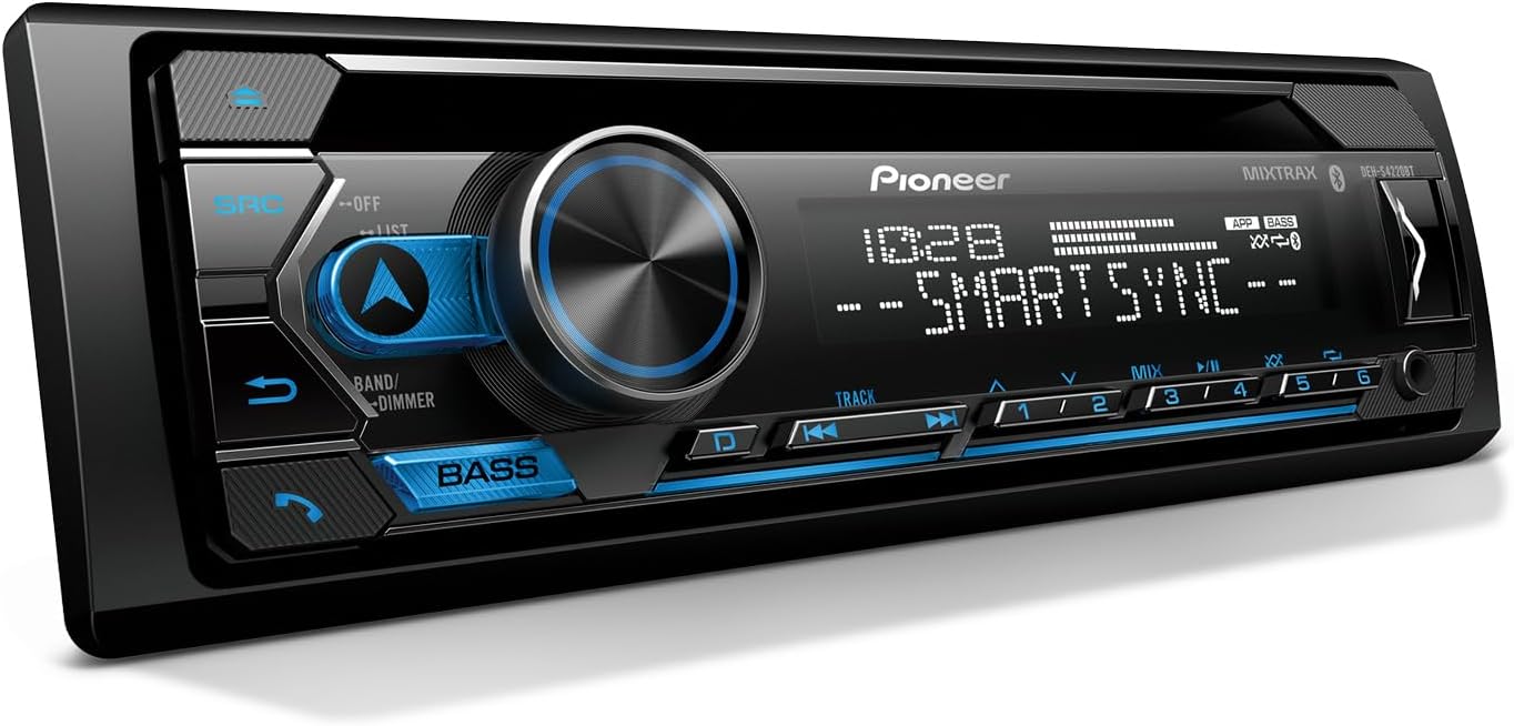 Pioneer DEH-S4220BT 1-Din CD Receiver – Bluetooth, USB/AUX, Color Change, FLAC, AM/FM Radio, Detachable Face, 50W x 4, Voice Control, Hi-Volt RCA Preouts