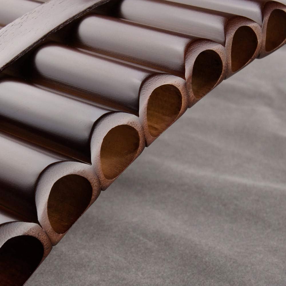 22/25 Pipes C Key Professional Pan Flute Chinese Traditional Musical Instrument Pan Pipes Easy to Learn with Exquisite Brown Pan Pipes Flute and Black PU Bag Included (25-Left Hand)