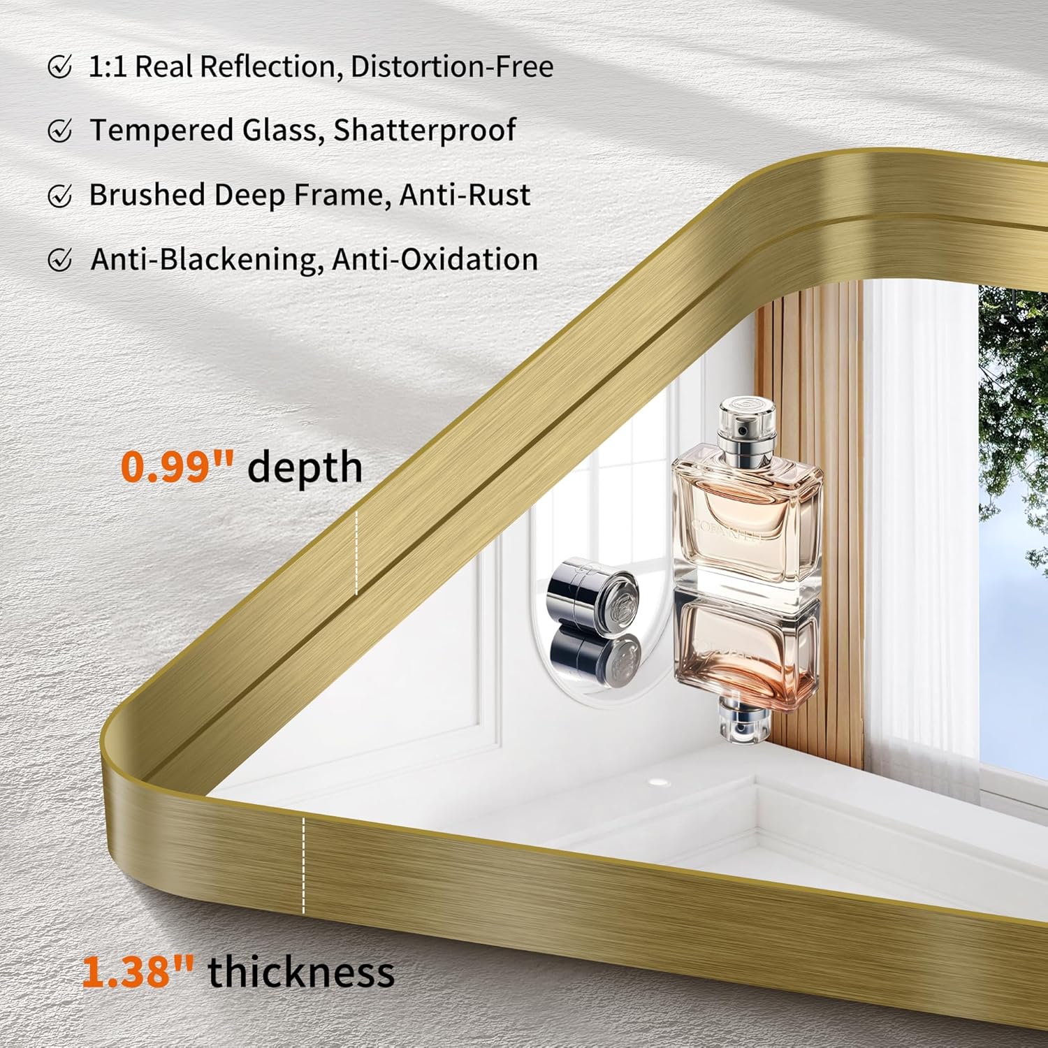 CIRCUMI Gold Bathroom Mirror, 36