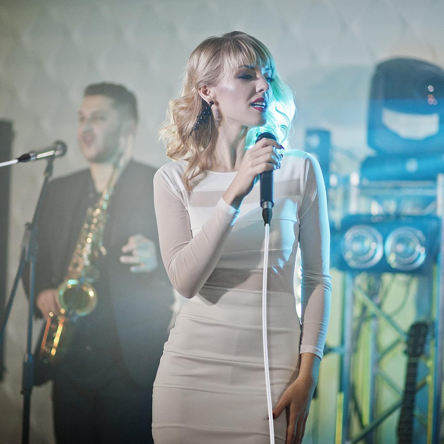 EBXYA White XLR Cable 50ft 2 Packs& XLR Cable 25ft 6 Packs