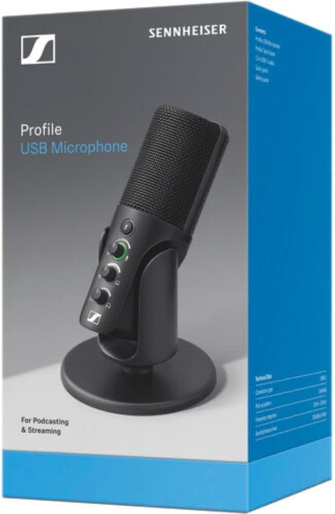 Sennheiser Profile USB Condenser Microphone with Desktop Stand Bundle with Kellards Pop Filter and 5-Pack Cleaning Wipes