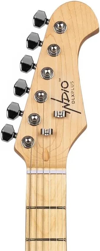 Monoprice 6-String Cali DLX Plus Electric Guitar - Right Handed, Gig Bag, Solid Ash Body, Ivory - Indio Series