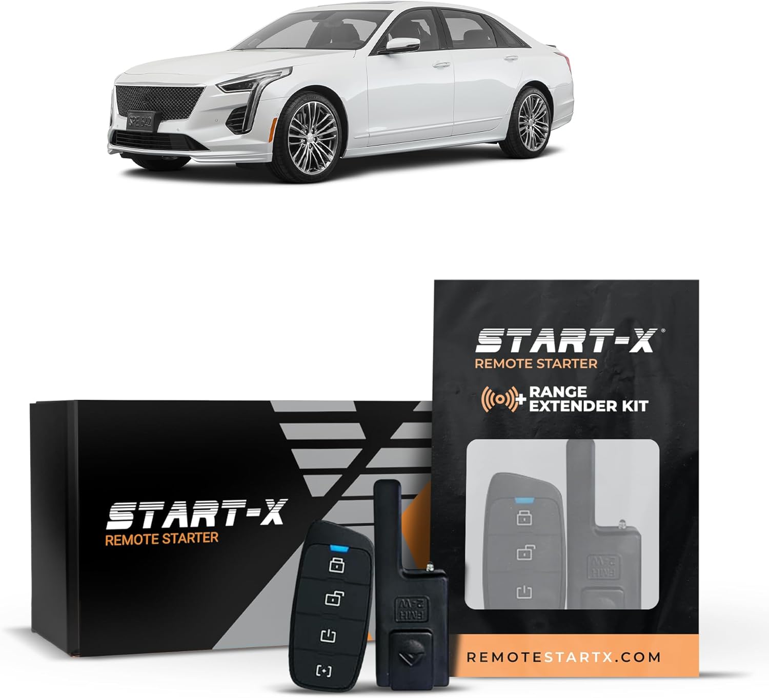 Start-X Remote Starter Kit + 3000ft 2 Way Range Extender for Cadillac ATS (2013, 2014, 2015, 2016, 2017, 2018, 2019) Vehicles with Push-to-Start Ignition